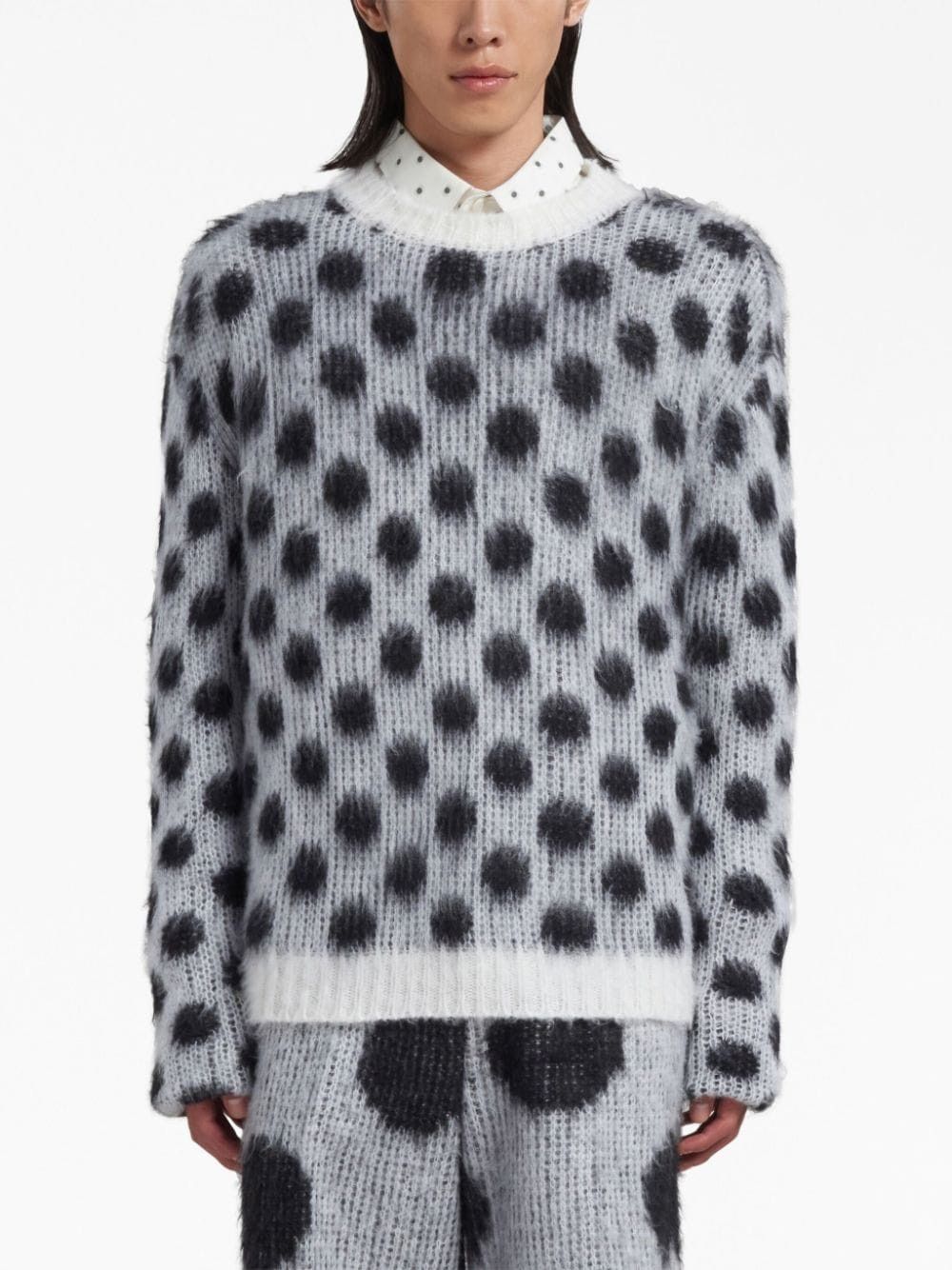 Marni o1w1db10125 Polka Dot Crewneck Jumper in Black/Grey Size US XL / EU 56 / 4 - 2 Thumbnail