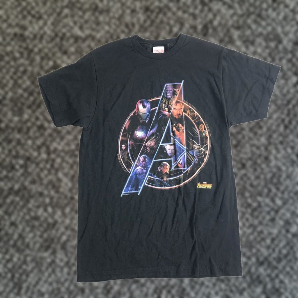 Vintage Marvel Avengers Super Hero Men's Graphic T-Shirt Tee Size Medium Black Crew Neck Short Sleeve 100% Cotton Marvel Graphic Print T-Shirt Mens Size US M / EU 48-50 / 2 - 1 Thumbnail