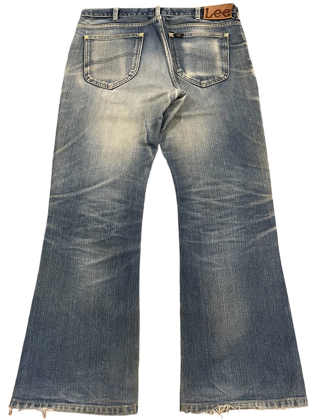 Lee Vintage Lee Denim Yellow Mud Washed Distressed Flare Jeans Size US 34 / EU 50 - 2 Thumbnail