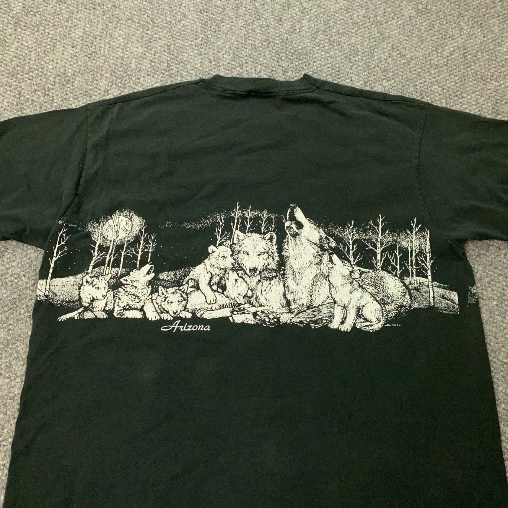 Fruit Of The Loom VINTAGE Arizona Shirt Mens XL Black Wolves Southwest Outdoors Single Stitch USA Shirt Size US XL / EU 56 / 4 - 4 Thumbnail
