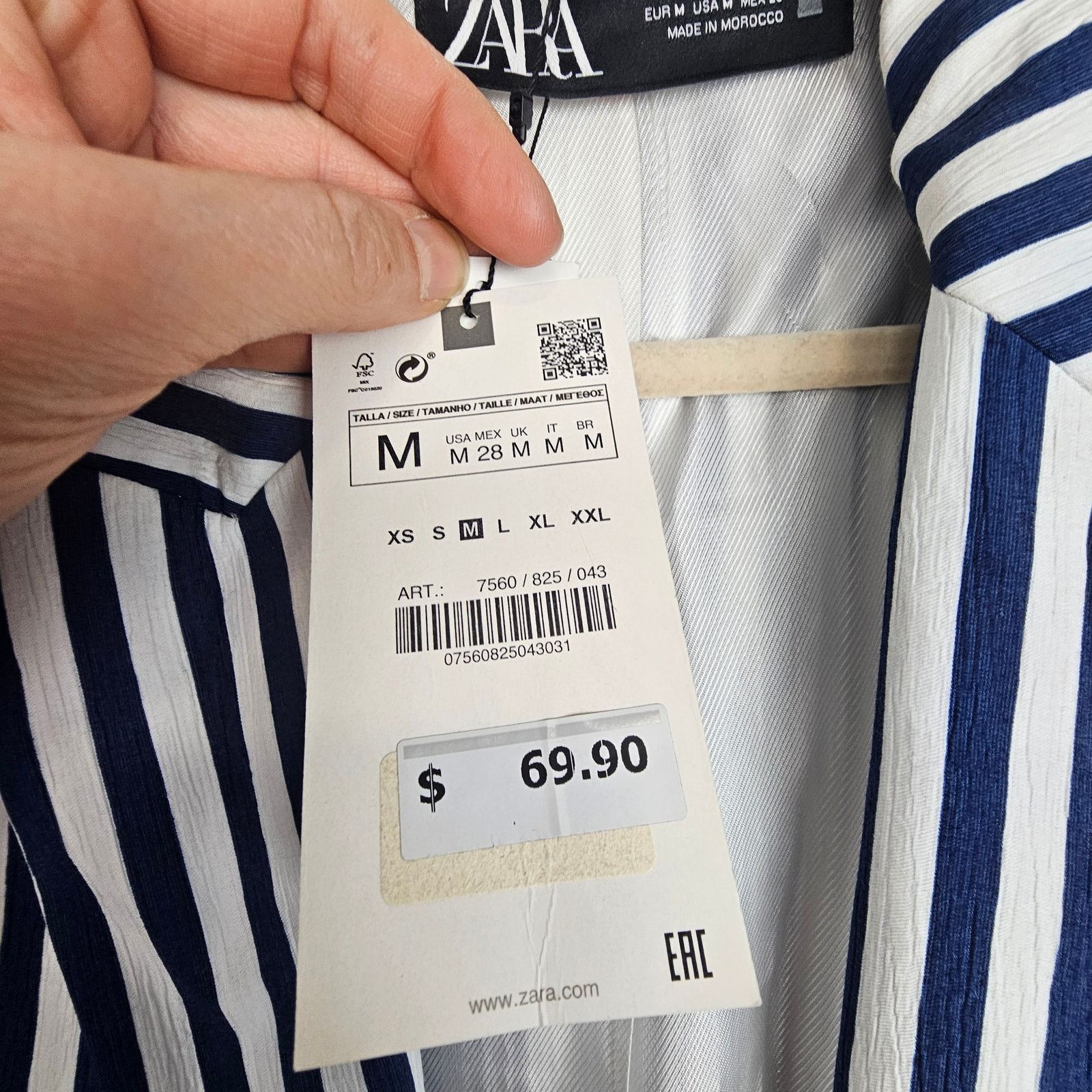 Zara Zara Womens Striped Blazer Size M Classic Nautical Parisian Size M / US 6-8 / IT 42-44 - 7 Thumbnail