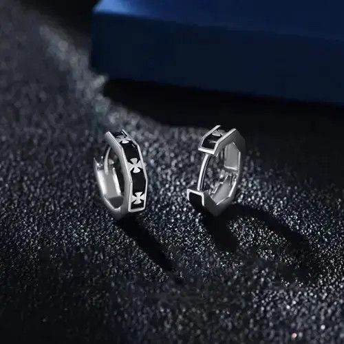 Other × Sterling Silver 925 Silver Plated Cross Hoop Earrings for Men Women Size ONE SIZE - 2 Thumbnail