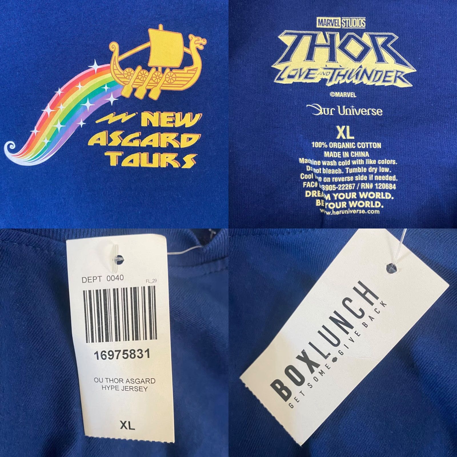 Vintage Marvel Studios Thor Love And Thunder Shirt Long-Sleeve Mens XL New Asgard Blue Cotton Graphic Print T-Shirt Size US XL / EU 56 / 4 - 8 Thumbnail