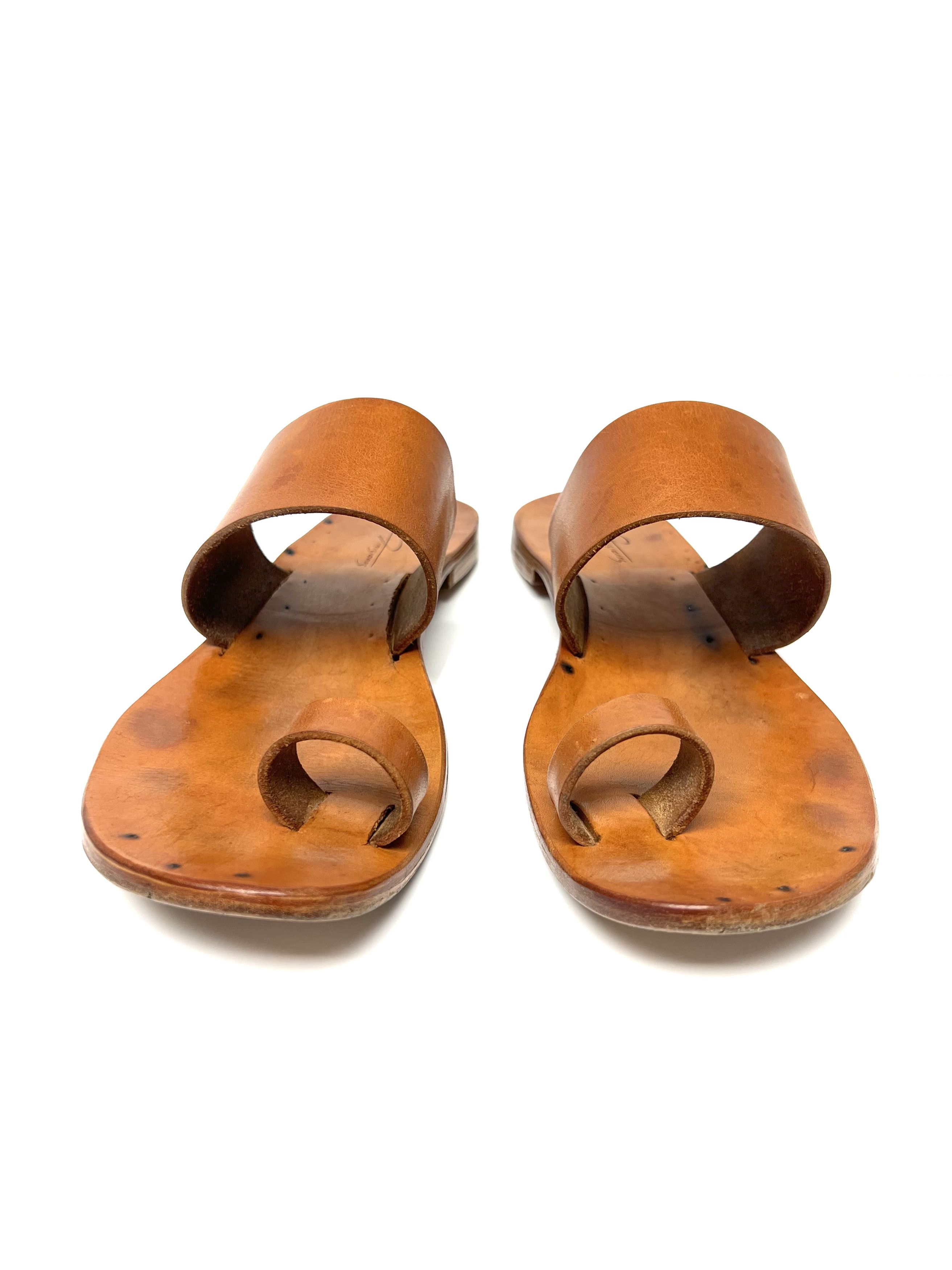 Dimissianos & Miller DIMISSIANOS & MILLER NATURAL LEATHER SLIDE / SANDALS Size US 11 / EU 44 - 4 Thumbnail