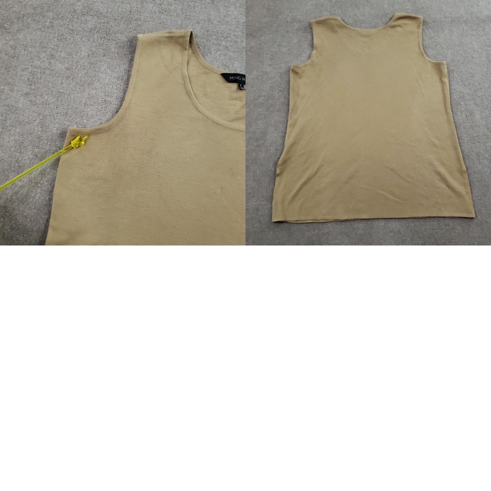 Vintage Ming Wang Tank Top Womens Large Beige Scoop Neck Sleeveless Knit Shell Basic Size L / US 10 / IT 46 - 8 Thumbnail