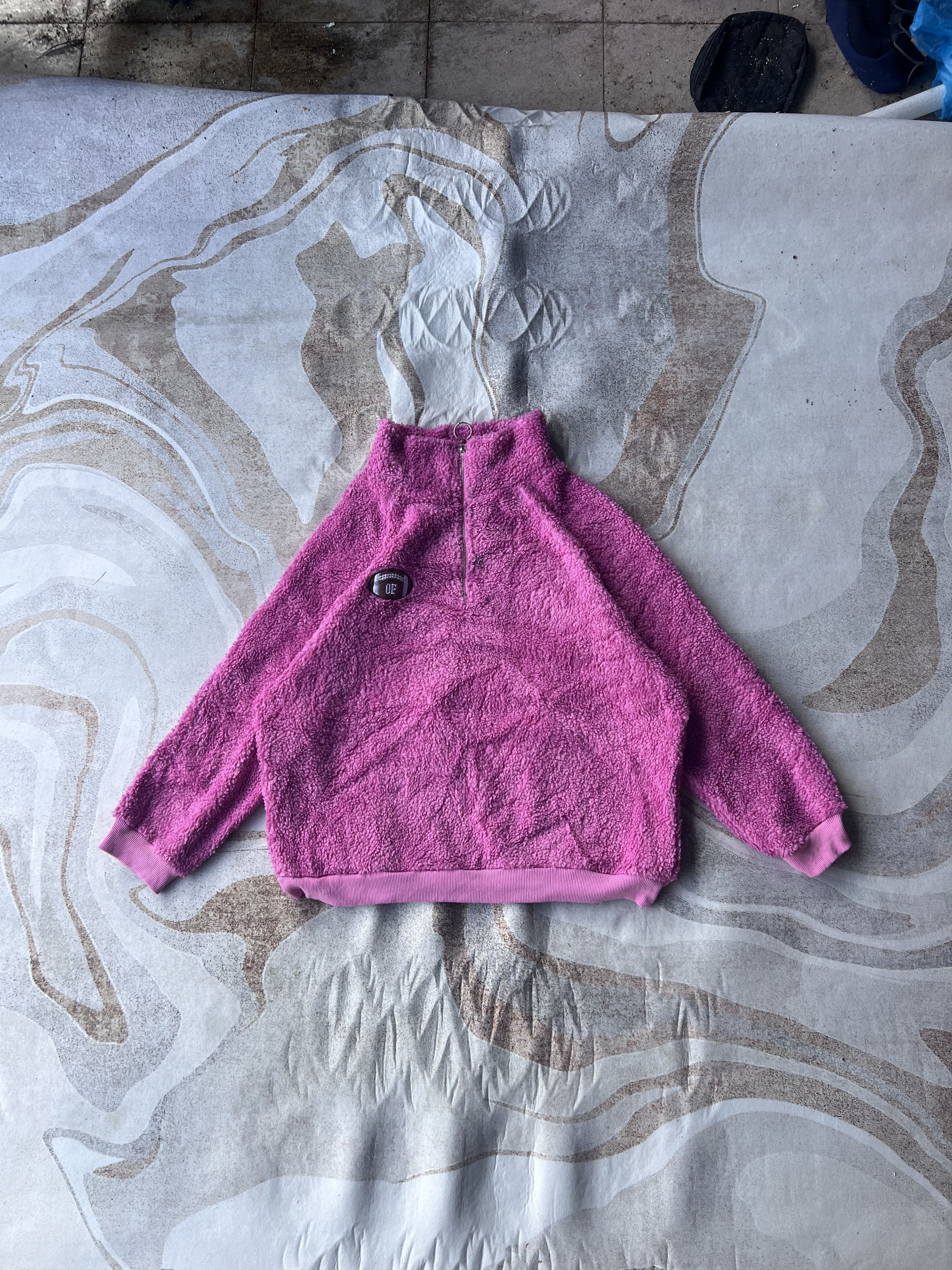 image of American College x Hypebeast Half Zipper Jacket Fleece University Manning in Pink, Women's (Size 2X