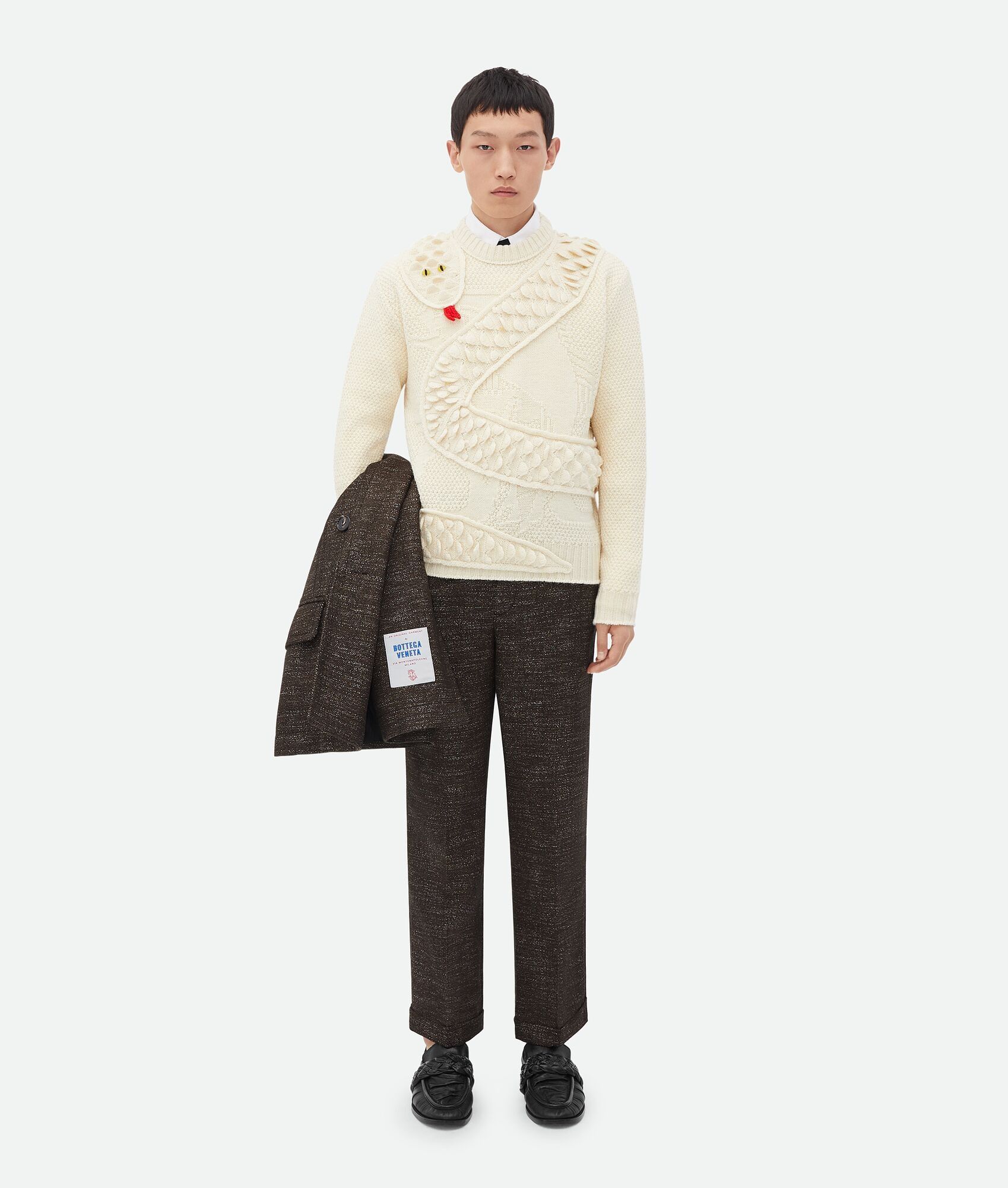 Bottega Veneta o1lf3ng10925 Snake Scales Wool Knit Jumper Sweater in Dove Size US L / EU 52-54 / 3 - 5 Thumbnail
