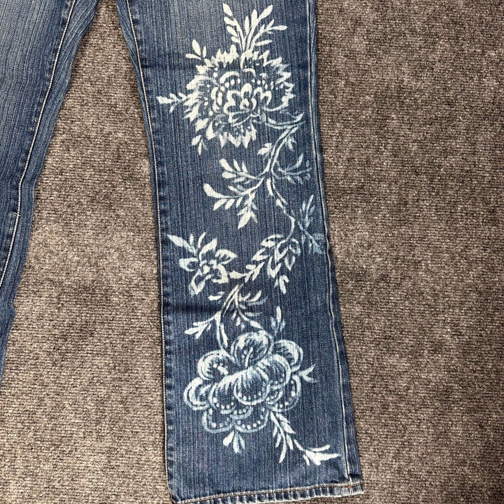 CO Lauren Jeans Co Ralph Lauren Jeans Womens Bootcut Floral Distressed Knee Size 6 Blue Size 28" / US 6 / IT 42 - 3 Thumbnail