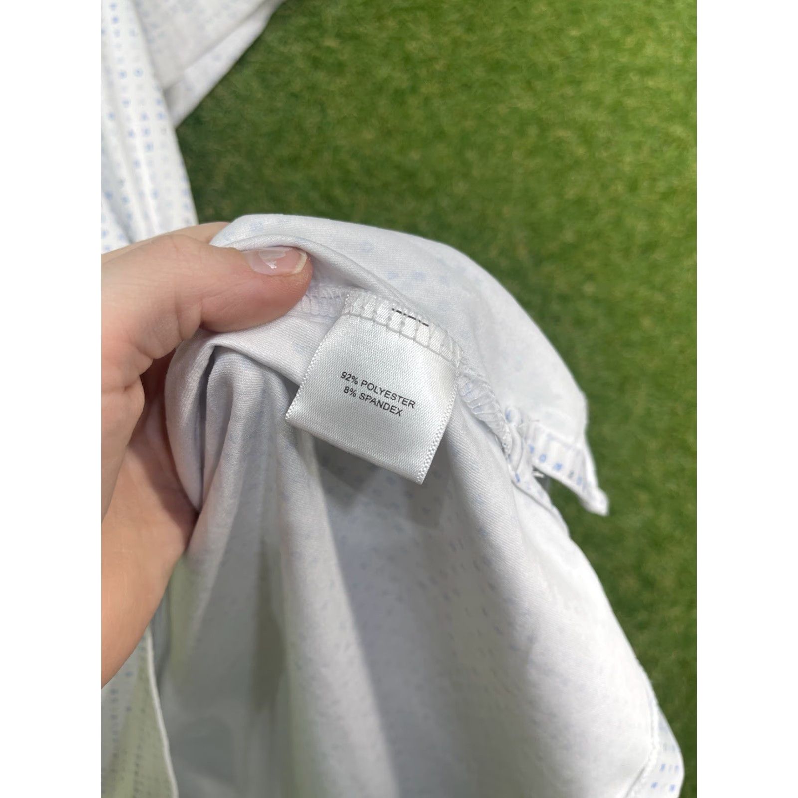Peter Millar Peter Millar Summer Comfort Polo Shirt Mens XL White Geometric Short Sleeve Polo Golf Shirt, Polyester Spandex, 3D Logo, Breathable, Regular Fit Size US XL / EU 56 / 4 - 6 Thumbnail