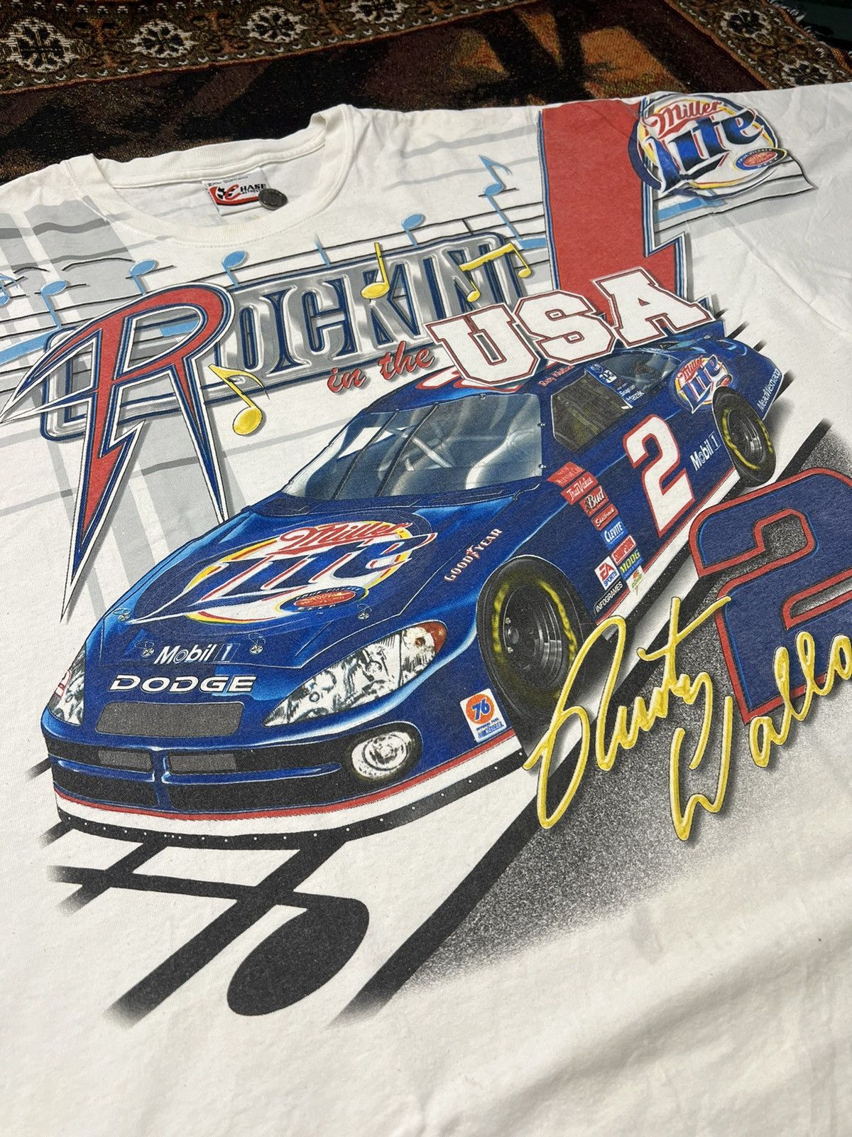 NASCAR Vintage NASCAR Rusty Wallace Rockin' USA AOP Tee Size US XXL / EU 58 / 5 - 1 Thumbnail
