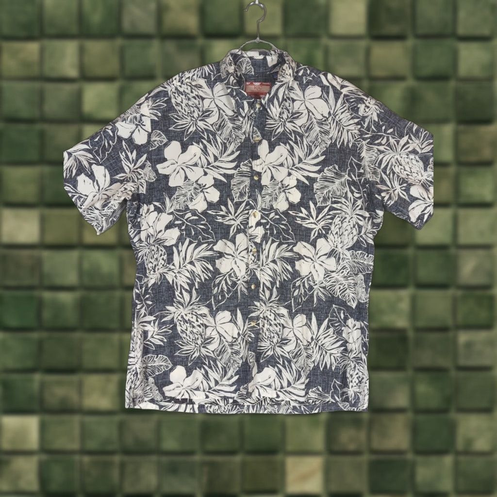 ALOHAS VINTAGE RJC Hawaiian Shirt Button-Up 2XL Mens Gray Floral Island Beach Travel Summer Spring Pocket Short Sleeve Made in USA Size US XXL / EU 58 / 5 - 1 Thumbnail