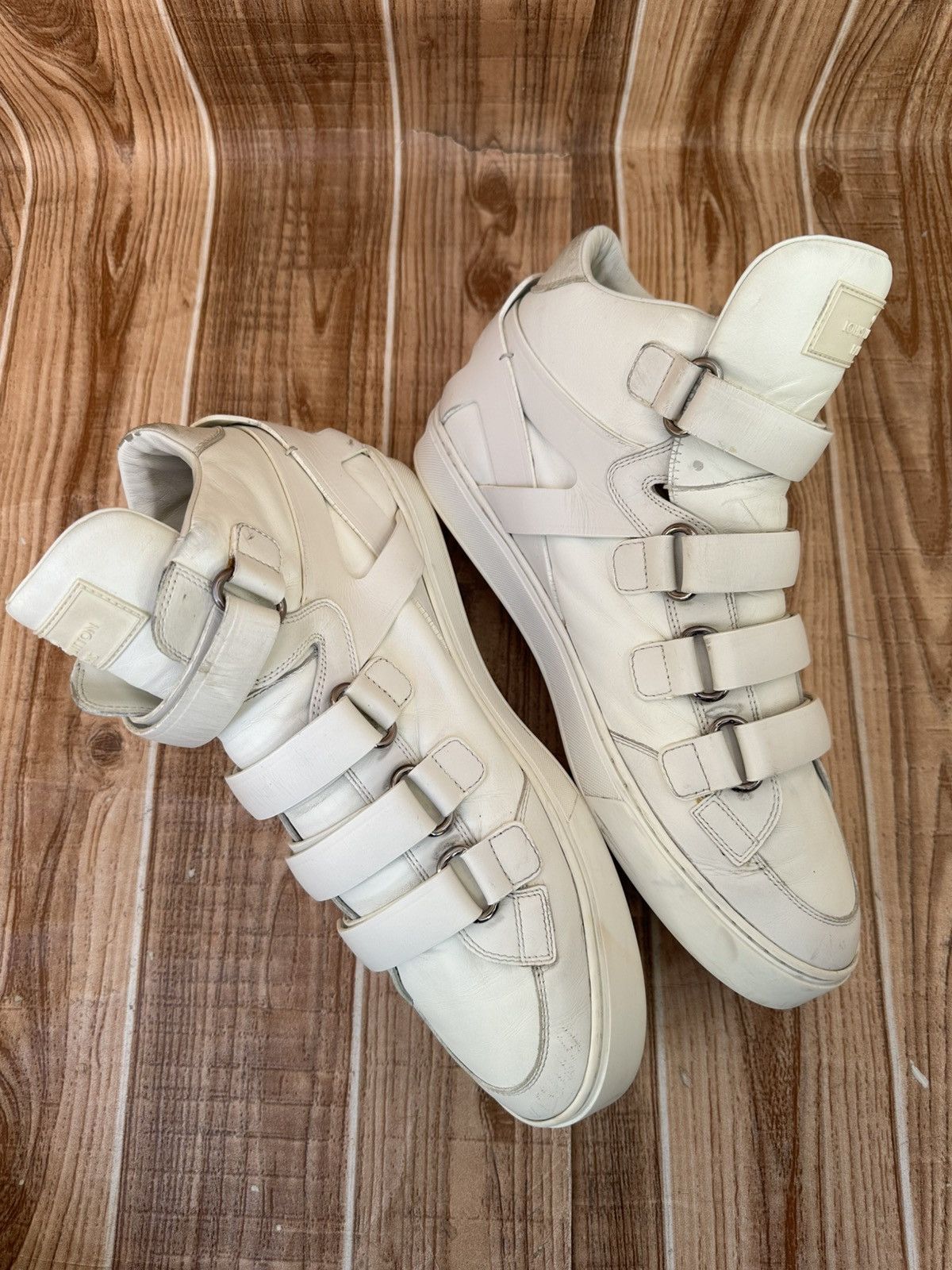 Louis Vuitton Louis Vuitton White Leather 4 Straps Boxing Sneaks Size US 11 / EU 44 - 7 Thumbnail