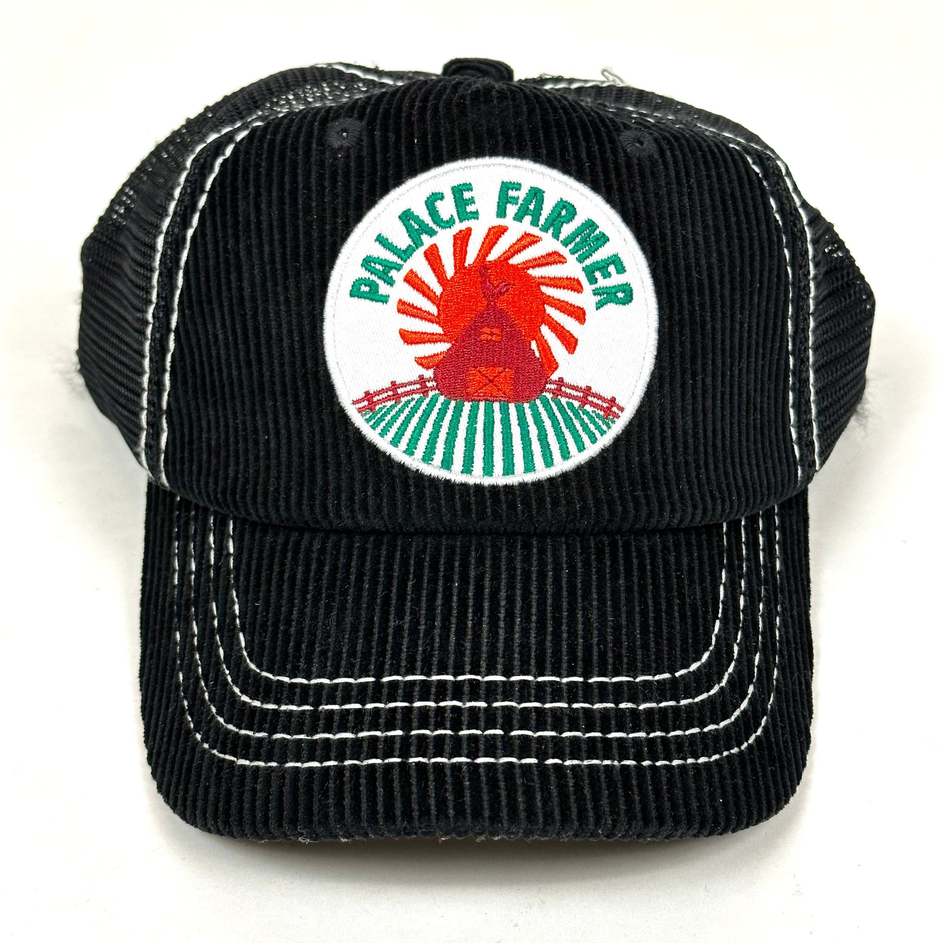 image of 2022 Palace Farmer Trucker Hat Corduroy Cap Patch in Black, Men's