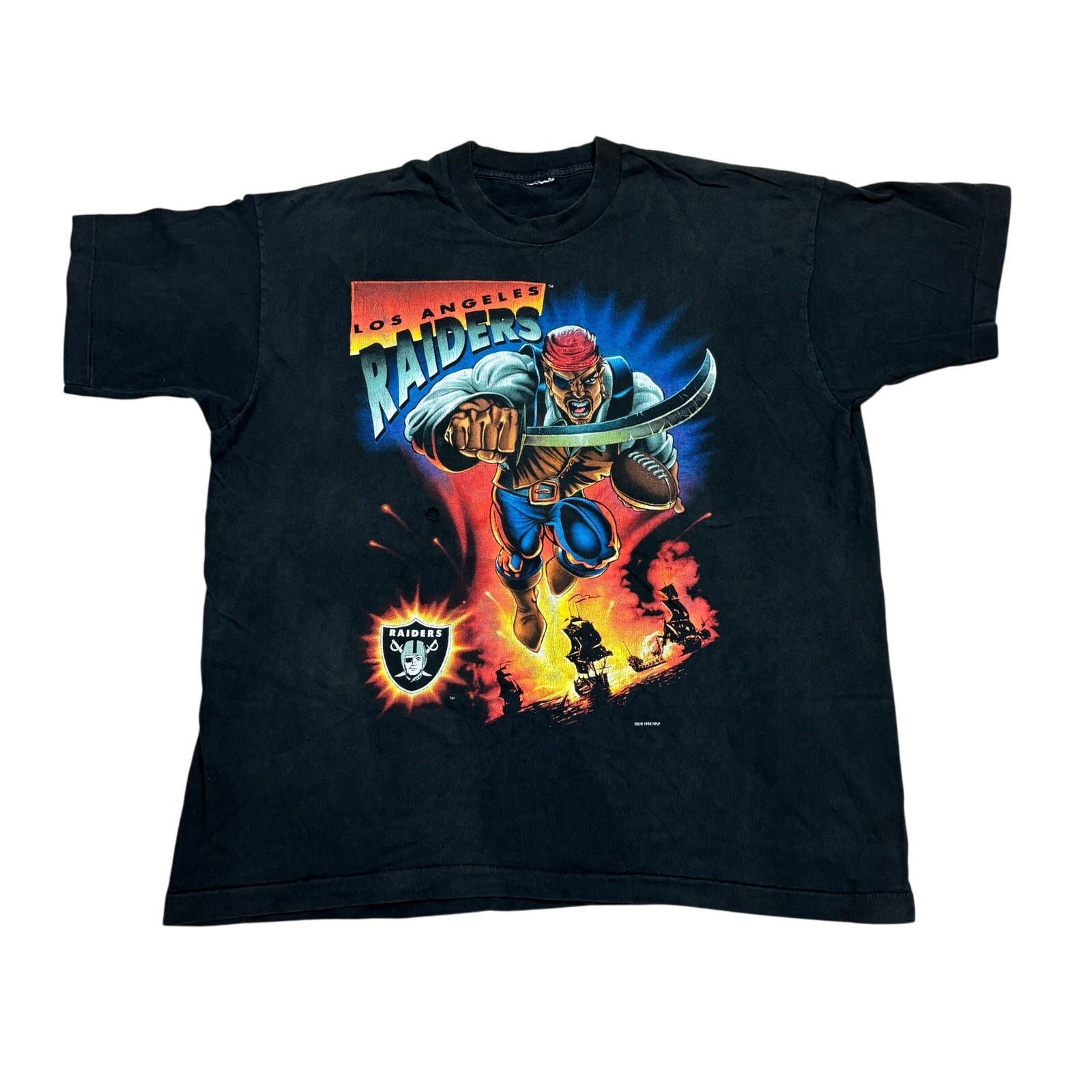NFL × Salem Sportswear × Vintage Vintage 1994 Los Angeles Raiders Superhero Shirt Men's XL Size US XL / EU 56 / 4 - 1 Thumbnail