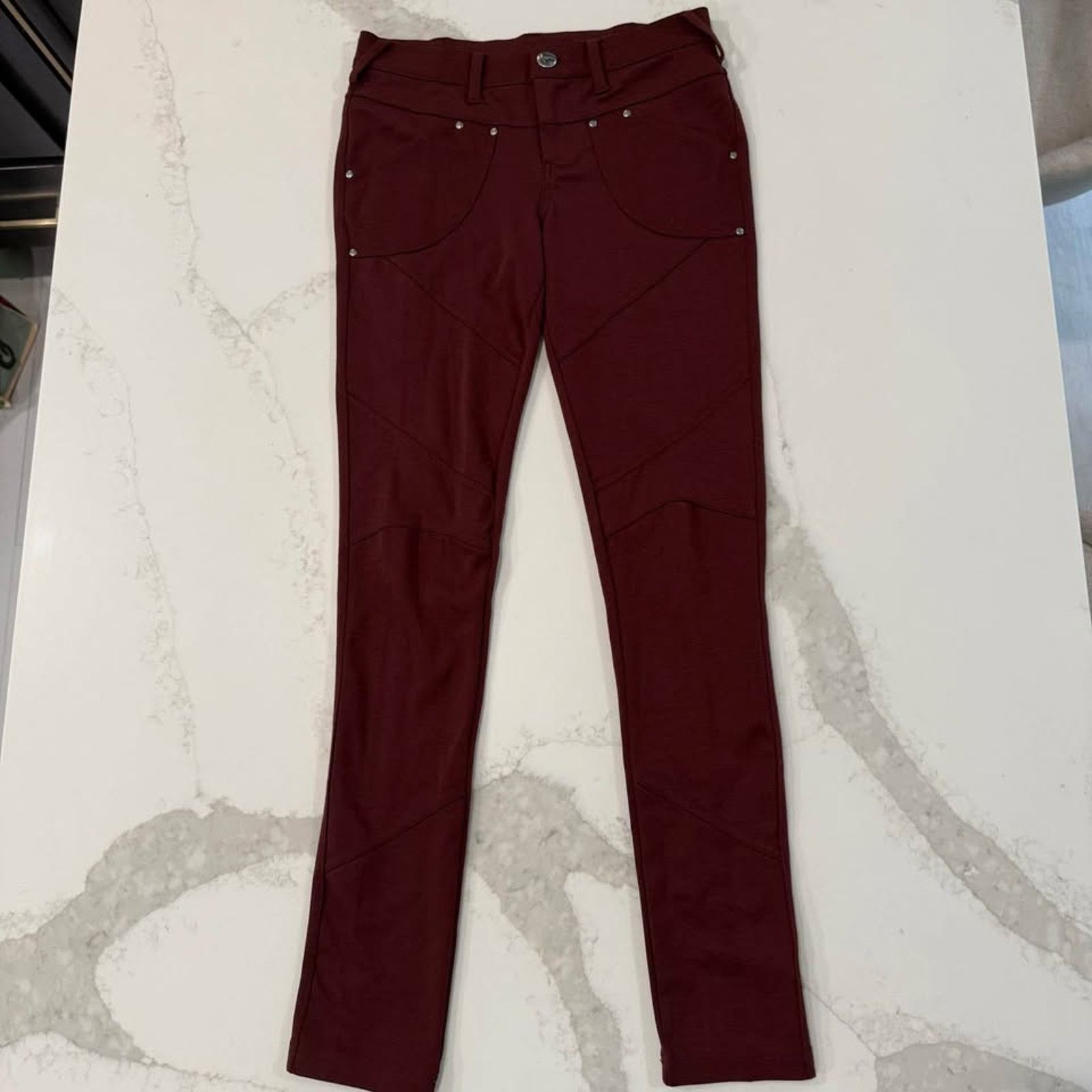 Free People Free People Knit Skinny Moto Jeggings Women's 27 Burgundy Size 27" / US 4 / IT 40 - 1 Thumbnail