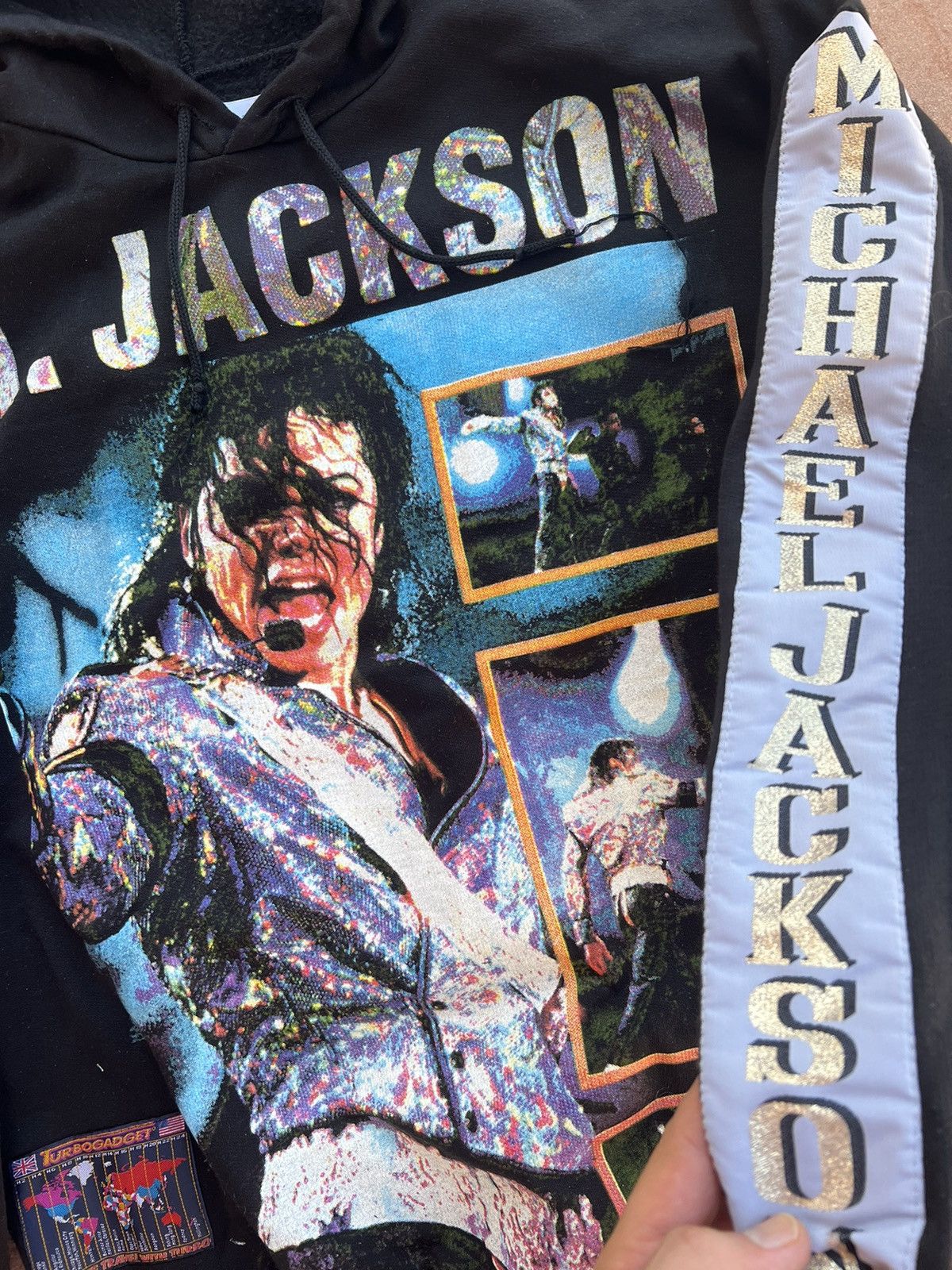 Band Tees × Michael Jackson × Vintage Vintage 90s Michael Jackson Tour Rap Hoodie Size US L / EU 52-54 / 3 - 6 Thumbnail