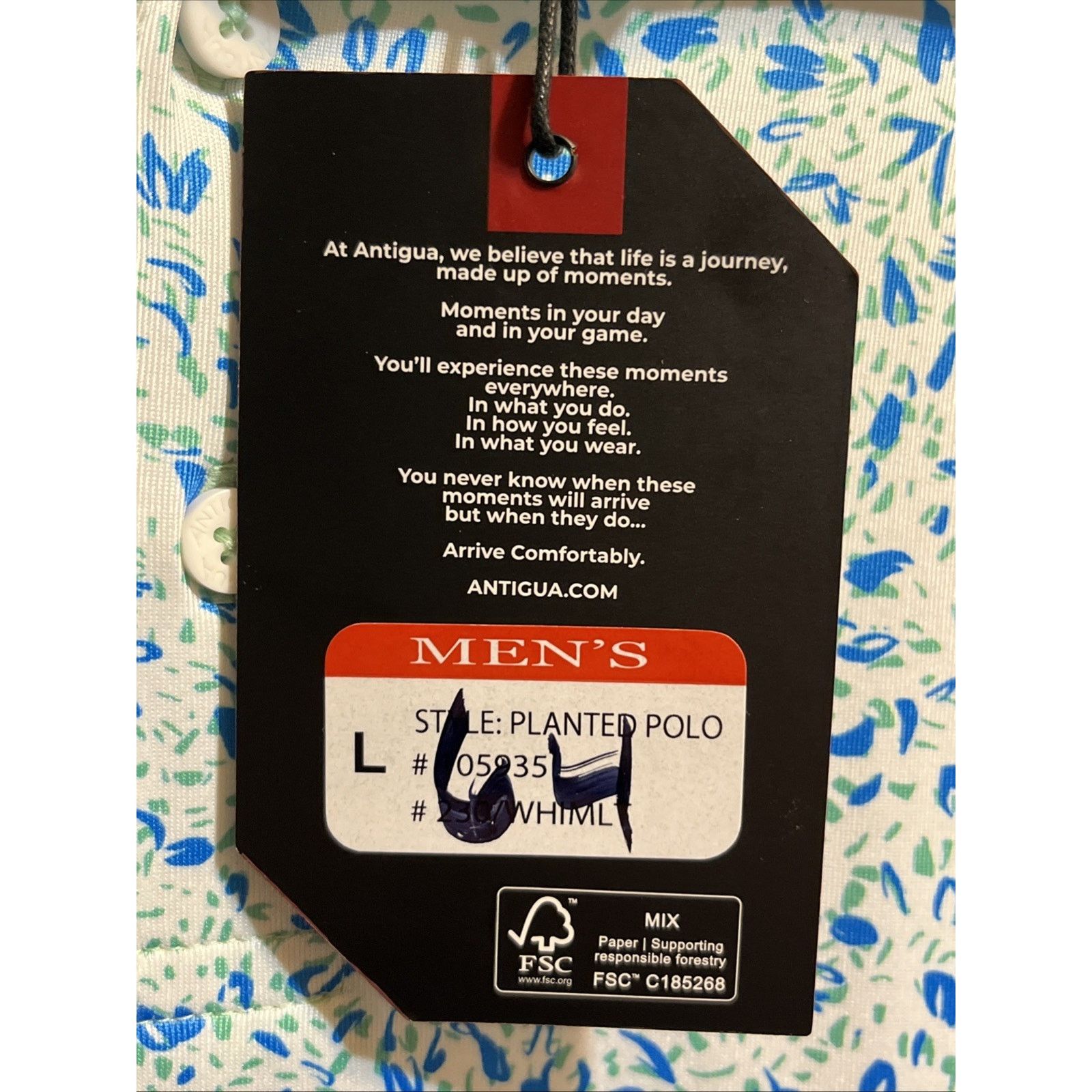 Antigua Antigua Men’s L Blue White Short Sleeve Golf Polo Shirt NWT Size US L / EU 52-54 / 3 - 5 Thumbnail