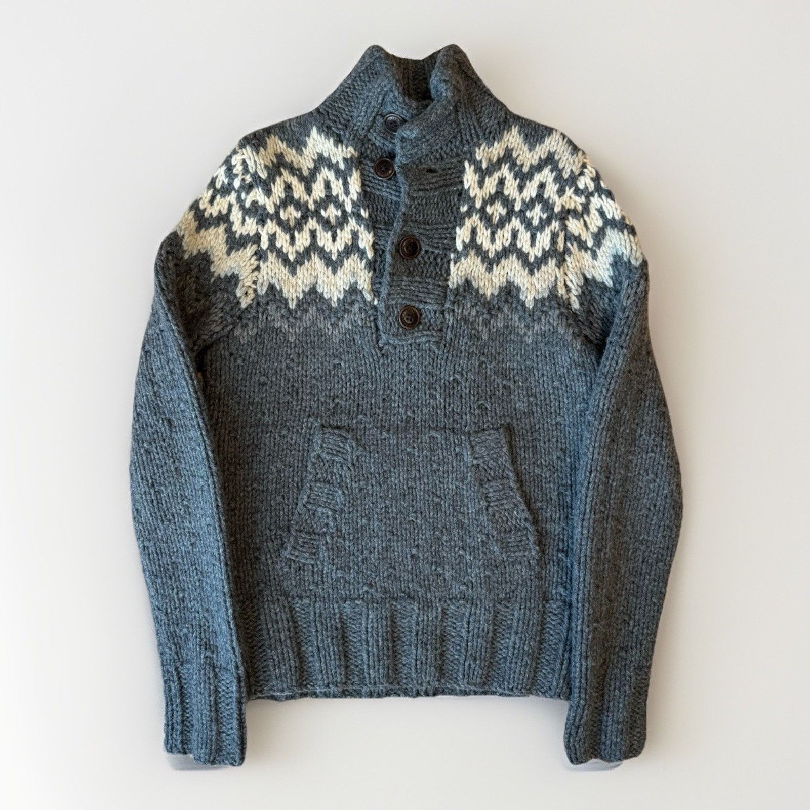 Abercrombie & Fitch Vintage Abercrombie & Fitch Sweater Medium Gray Fair Isle Size US M / EU 48-50 / 2 - 1 Thumbnail