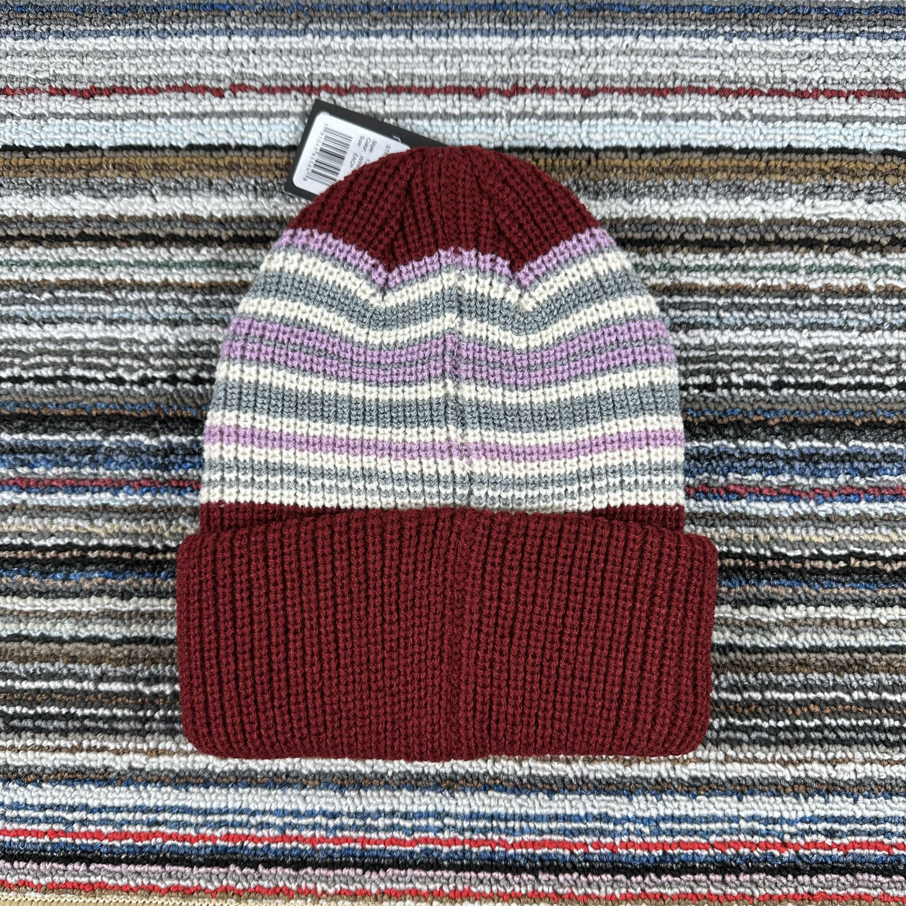 Stussy STUSSY STRIPED CUFF BEANIE HAT/ KNIT / WINE Size ONE SIZE - 3 Thumbnail