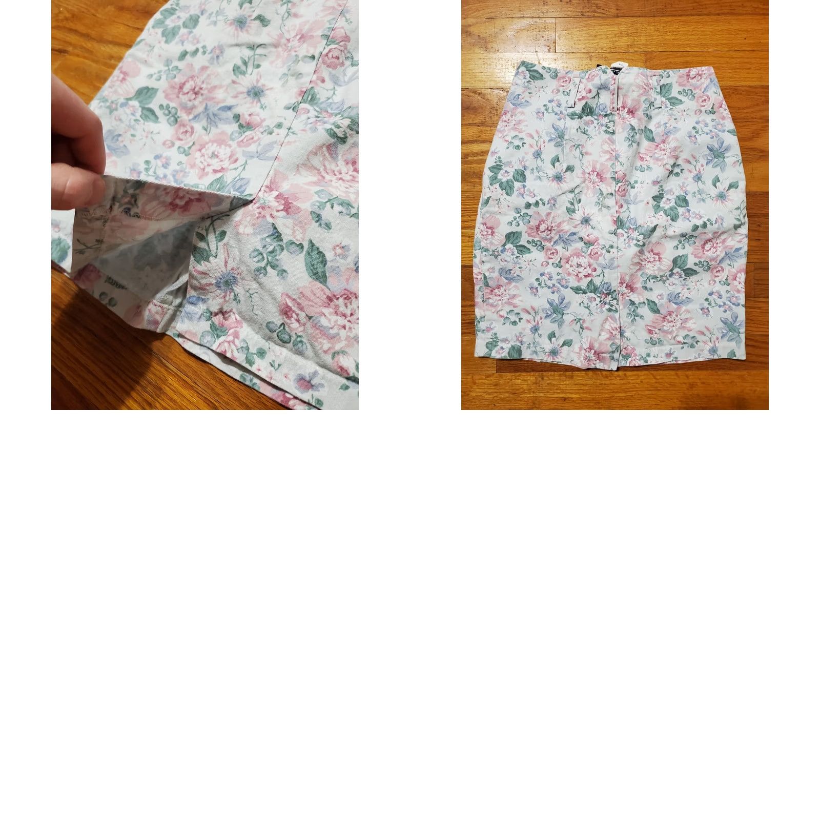 Vintage VINTAGE Best American Clothing Skirt Women's Size S Floral Cotton USA Made knee Length A-Line Buttons Pockets Slit White Spring Summer Fall Womens Size 28" / US 6 / IT 42 - 8 Thumbnail