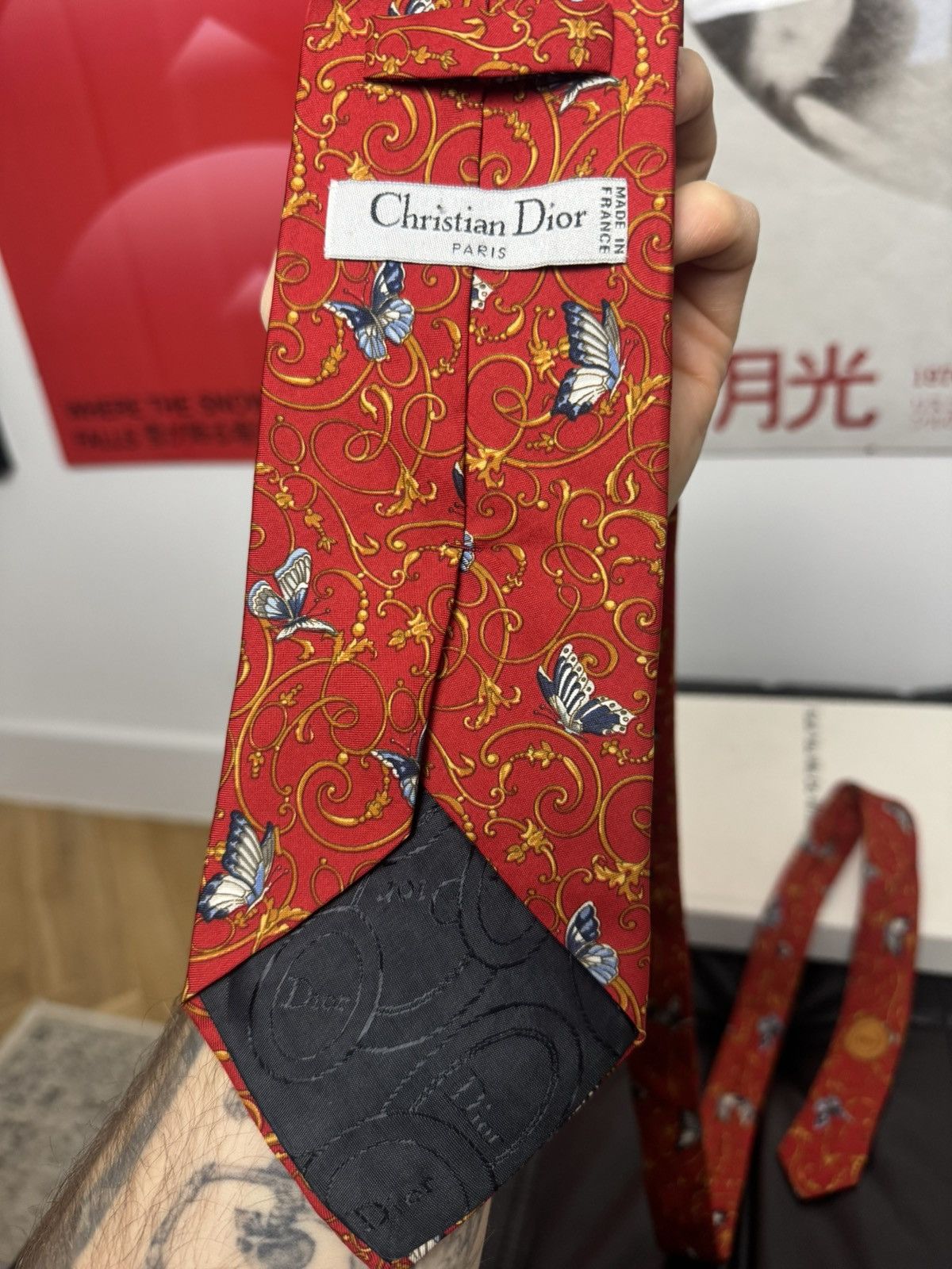 Dior Christian Dior Paris Vintage Butterfly Print Designer Tie Size ONE SIZE - 4 Thumbnail