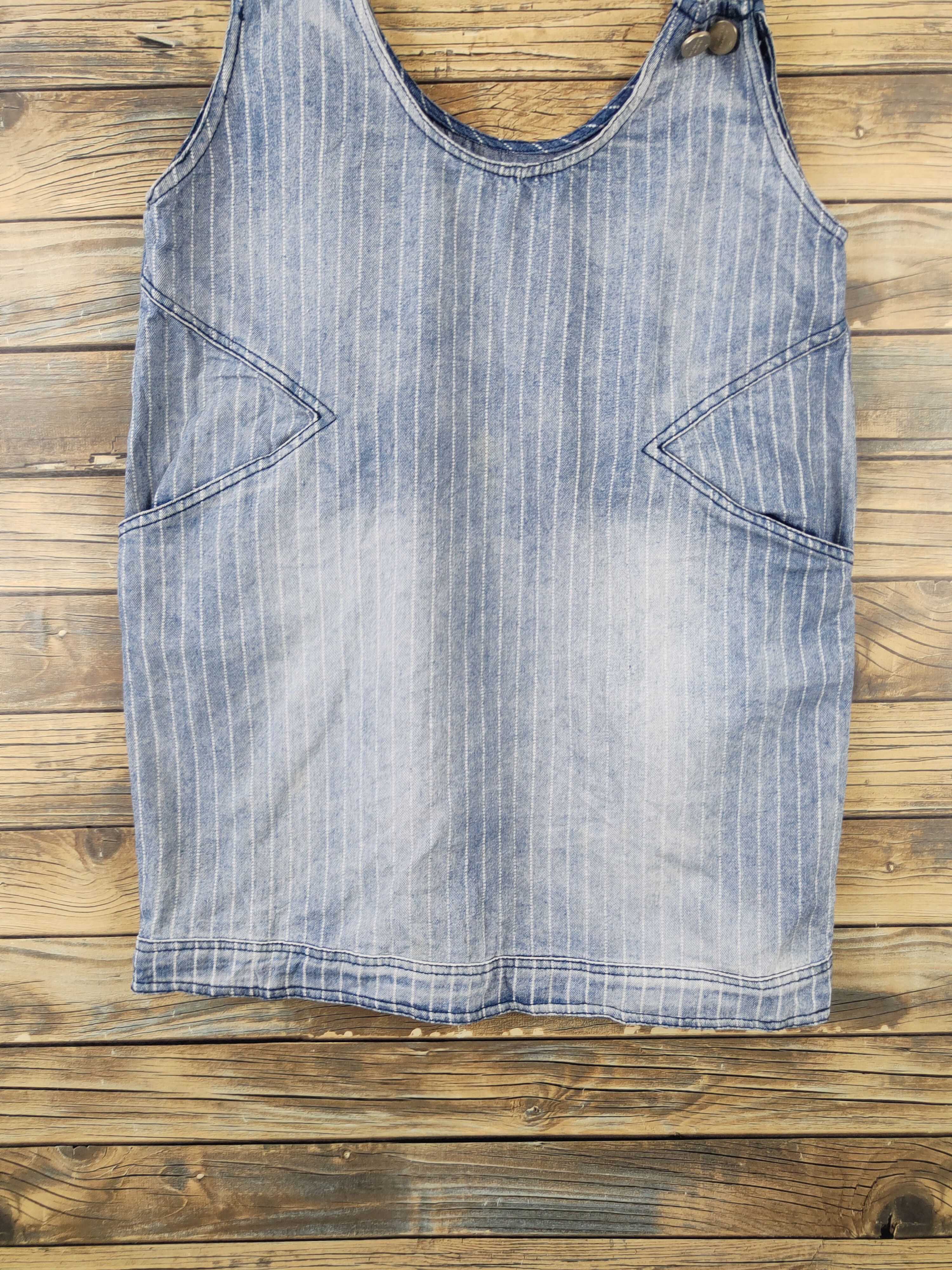 Japanese Brand × Vintage Vintage item 🔥Ief Blue Denim Half Shoulder Skirt Jumpsuits Size 37" - 5 Thumbnail