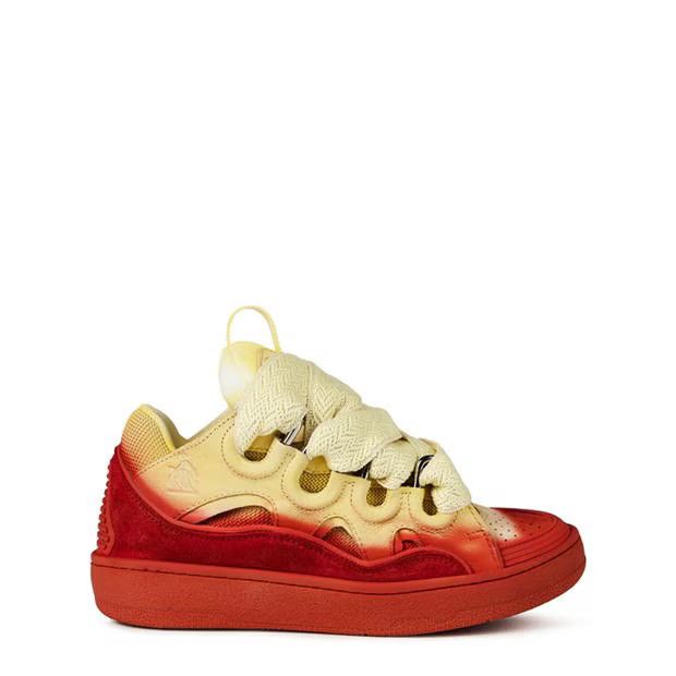 Lanvin o1g2r1mq1024 Curb Lace Up Sneakers in Red & Yellow Size US 7 / IT 37 - 1 Thumbnail