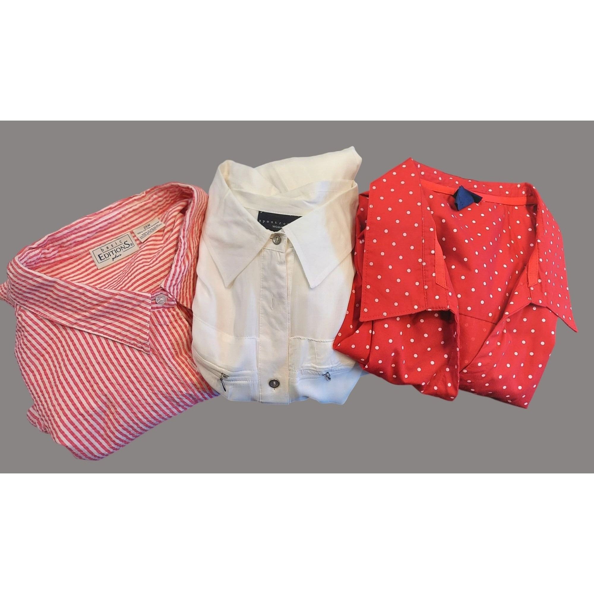 Other Set Of 3 Plus Size 4X Womens Button-Down Shirts Q02 T Size 4XL / US 24-26 - 2 Thumbnail