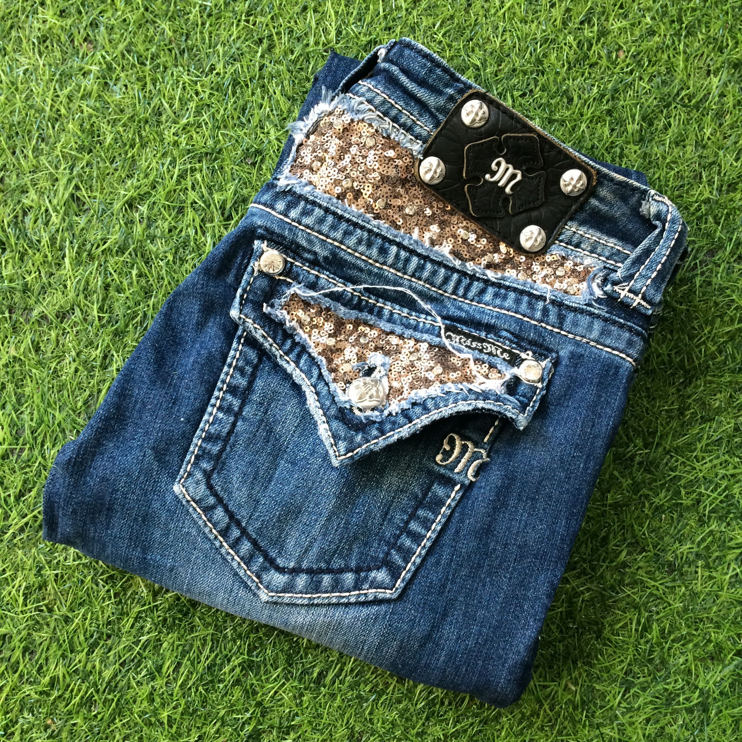 Designer × Jean × Miss Me Y2K Bootcut Denim Jeans D-646 Size 29" - 9 Thumbnail