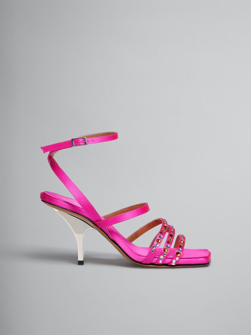o1w1db10125 Satin Strappy Sandals in Fuchsia