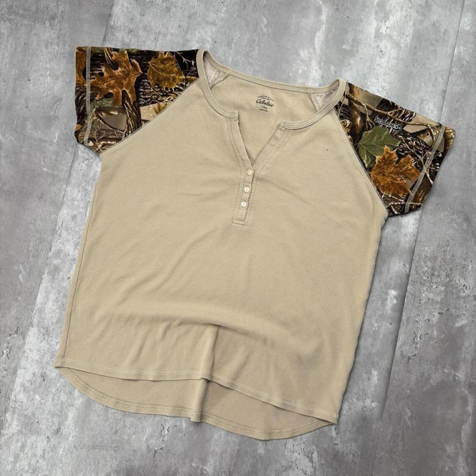 Cabelas Y2K Beige Cabela’s Camo Grunge Hunting Henley Shirt Size L / US 10 / IT 46 - 2 Thumbnail