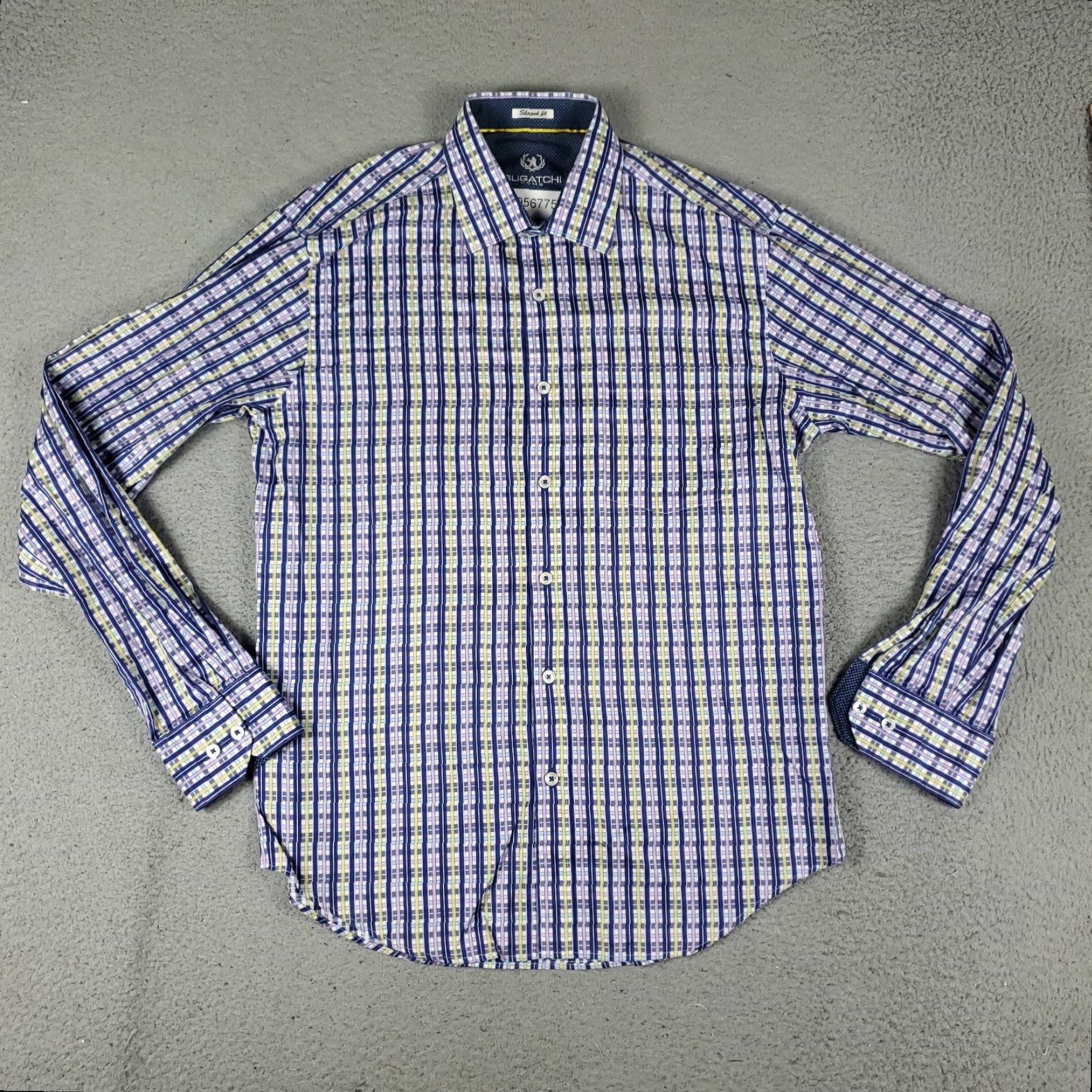 BUGATCHI Bugatchi Uomo Blue Plaid Button-Up Shirt Long Sleeve Men's Small Regular Fit Size US S / EU 44-46 / 1 - 2 Thumbnail