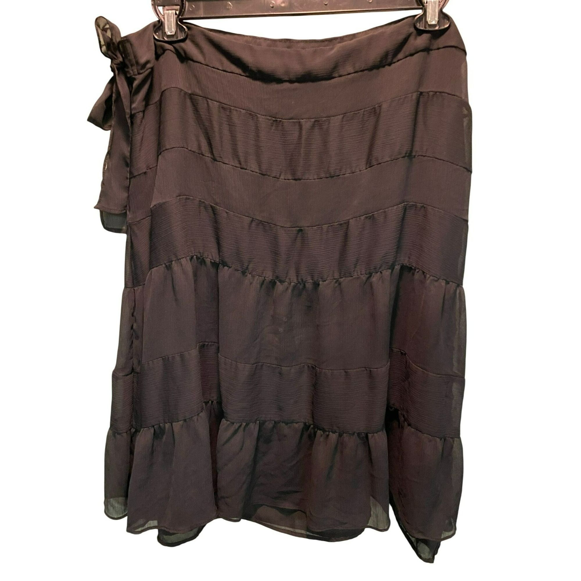 Apt. 9 Apt. 9 Chic Black Tiered Skirt With Side Zipper & Ribbon Tie Size 38" / US 16 / IT 52 - 1 Thumbnail