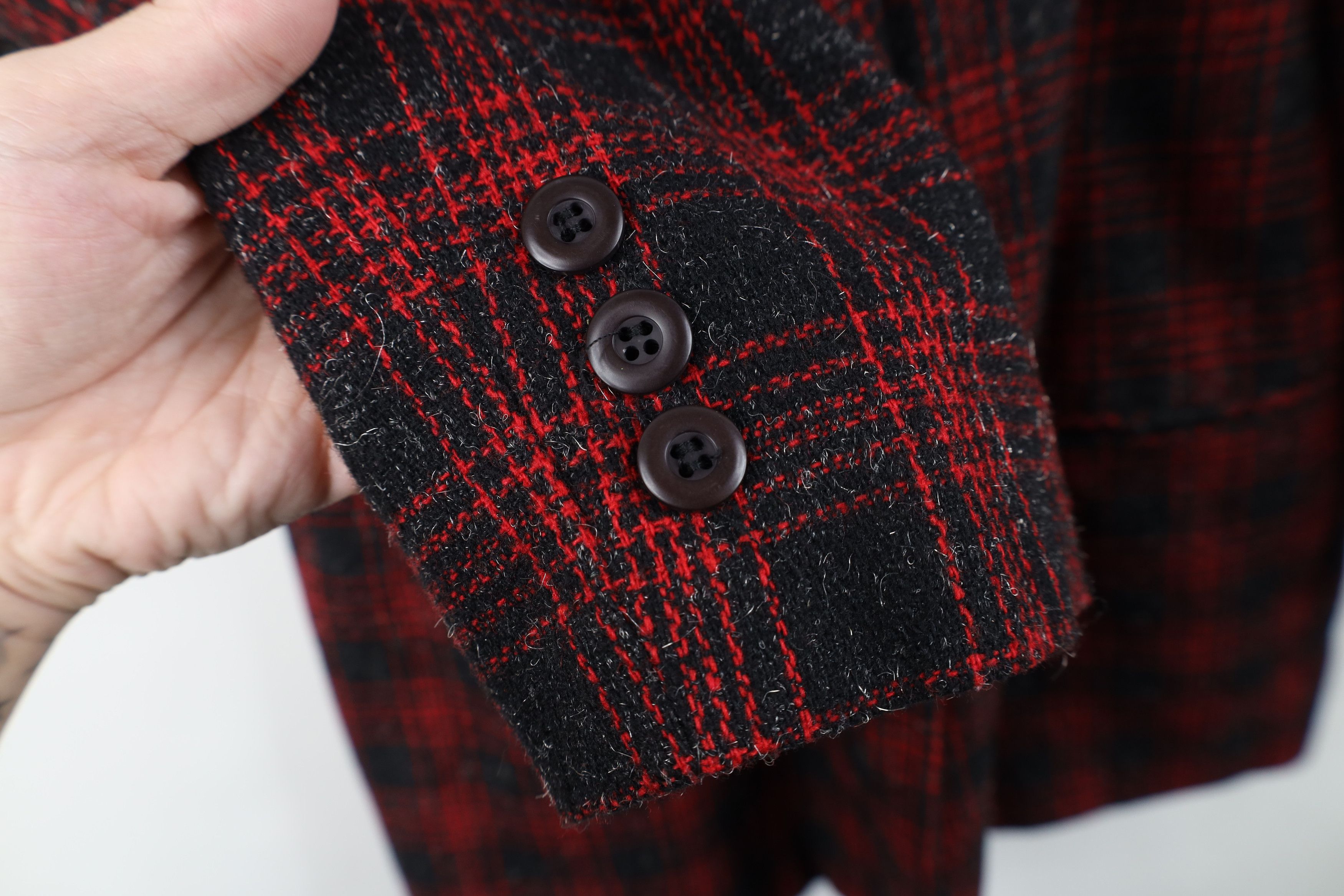 Vintage Vintage 90s Wool Tweed Suit Coat Blazer Jacket Red Plaid Size XXL / US 16-18 / IT 52-54 - 8 Thumbnail
