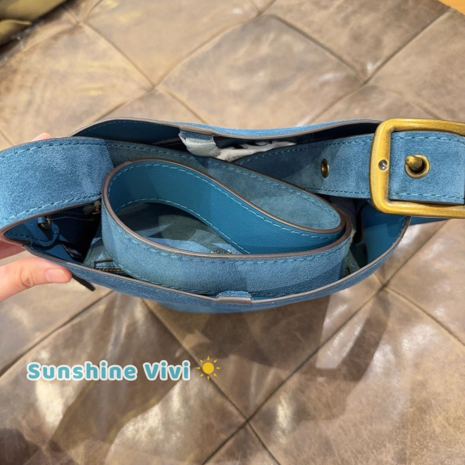 Coach NWT Coach Bleecker Bucket Bag 21 Sea Blue CCW84 suede Size ONE SIZE - 7 Thumbnail