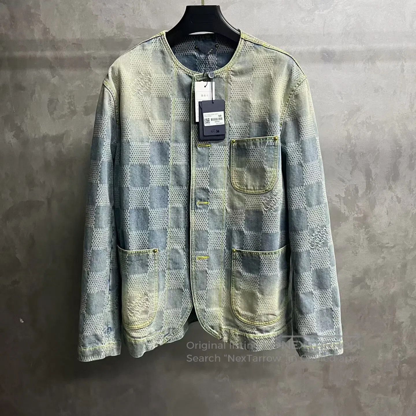 Louis Vuitton Louis Vuitton Grid-printed round-neck, single-button long- Size US M / EU 48-50 / 2 - 1 Thumbnail