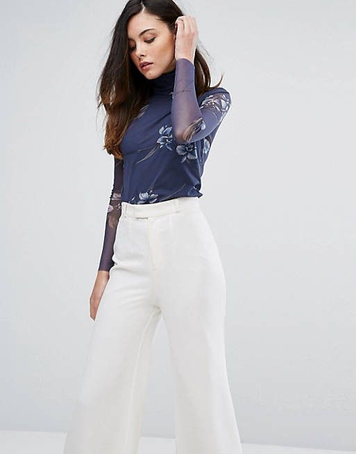 Ganni Ganni Etsu Mesh Floral Print Long Sleeve Rollneck Top Size XS / US 0-2 / IT 36-38 - 8 Thumbnail