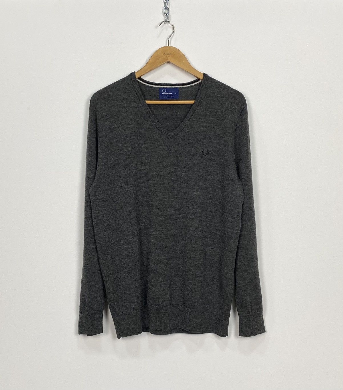 Designer × Free People × Vintage Fred Perry V-neck Jumper Sweater 
