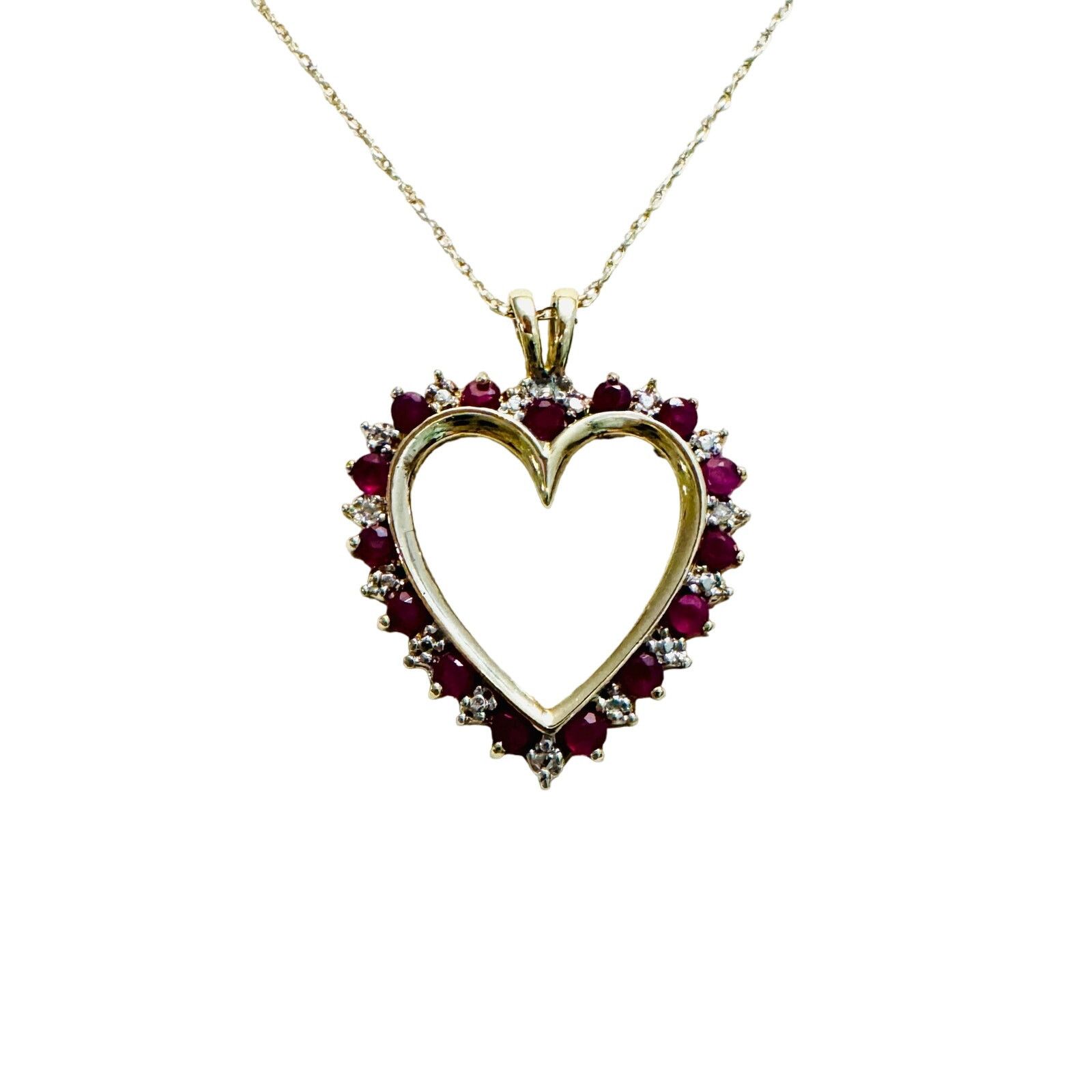 The Unbranded Brand Natural Ruby Diamond Solid 10k Yellow Gold Pendant Necklace Size ONE SIZE - 2 Thumbnail