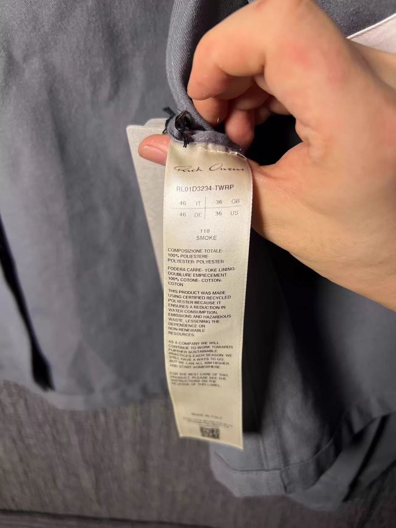 Rick Owens Rick Owens 24ss Rare Capsule Smoke Work Shirt Jacket Size 46 Size US S / EU 44-46 / 1 - 6 Thumbnail