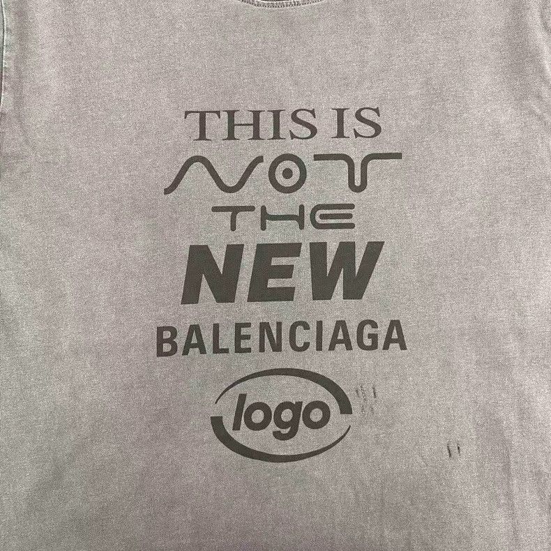 Balenciaga Balenciaga Washed Grey Destruction Slogan Short Sleeve Size US S / EU 44-46 / 1 - 5 Thumbnail