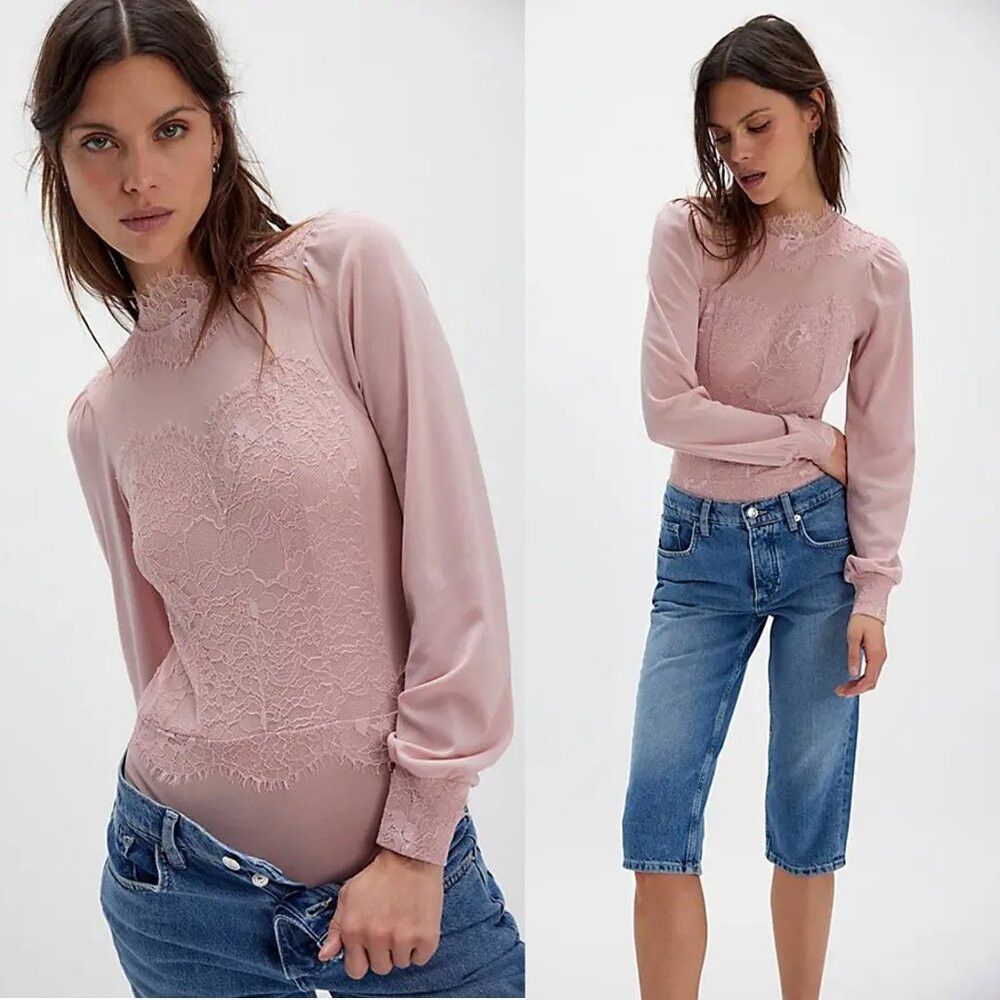 Free People New Free People Sweet Nothings Long Sleeve Peachskin Bodysu Size XS / US 0-2 / IT 36-38 - 2 Thumbnail