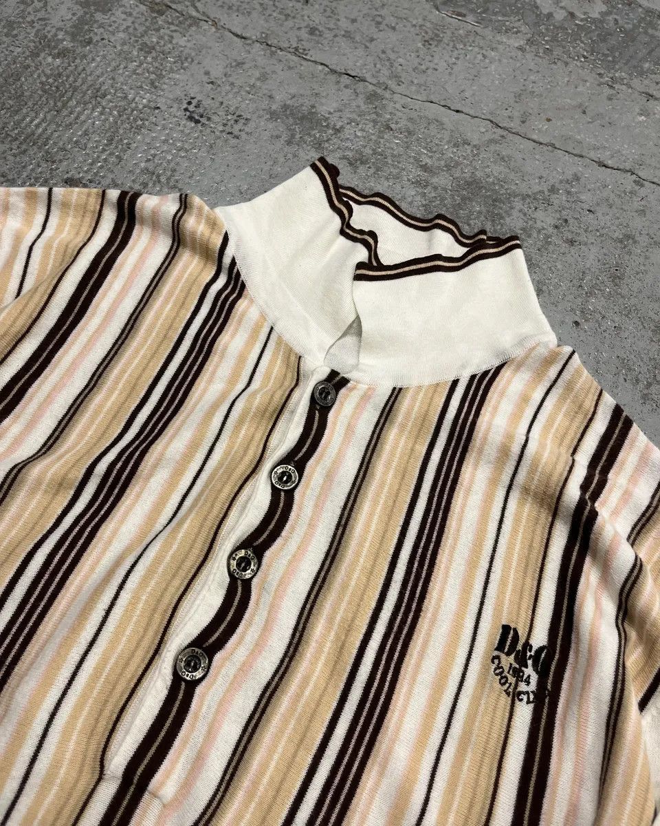 Dolce & Gabbana 2000s Dolce & Gabbana Beige & White Striped Polo Sweater Size US S / EU 44-46 / 1 - 5 Thumbnail