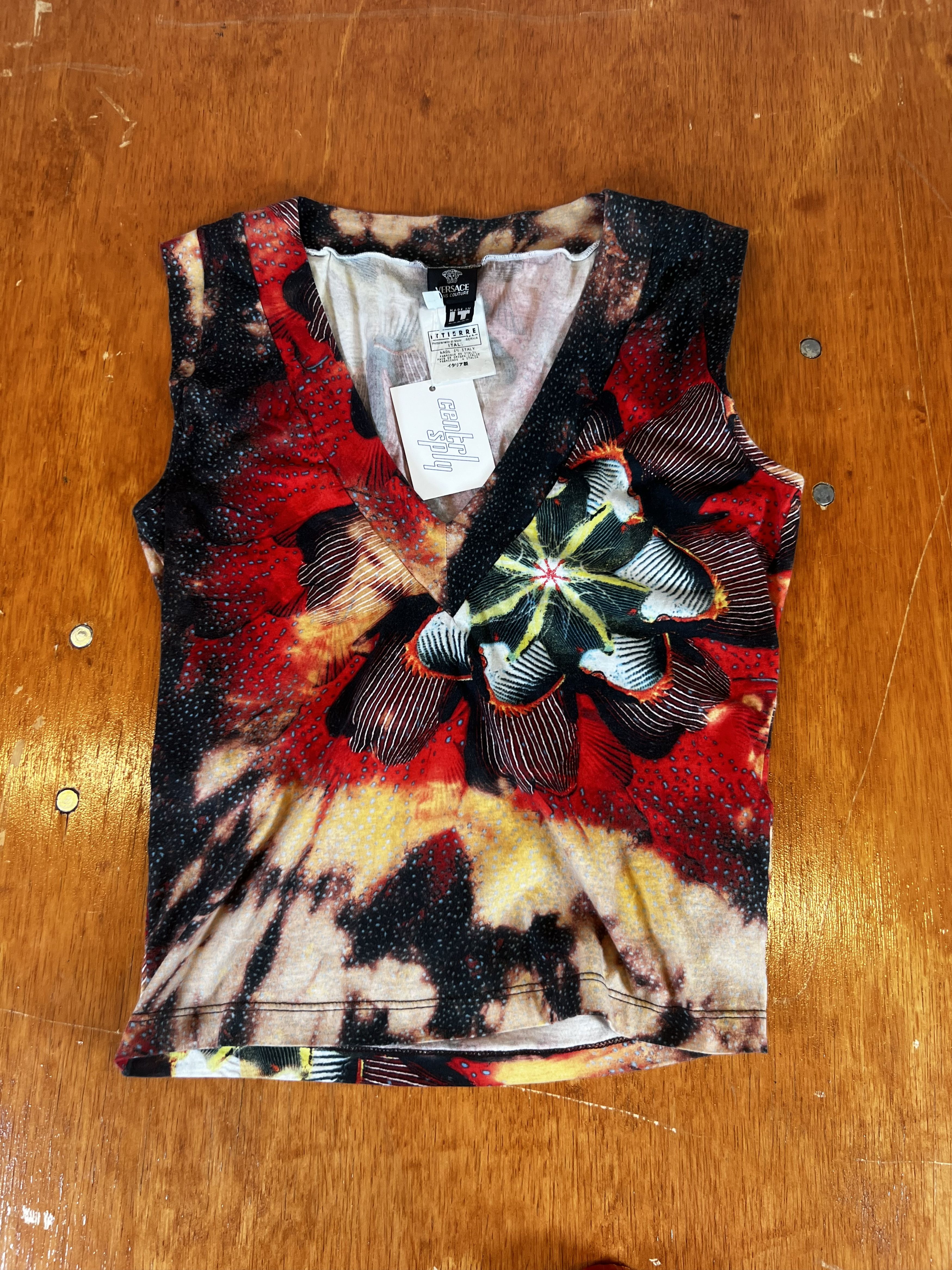 Image of Y2K Versace Floral Top, Women's (Size Small)