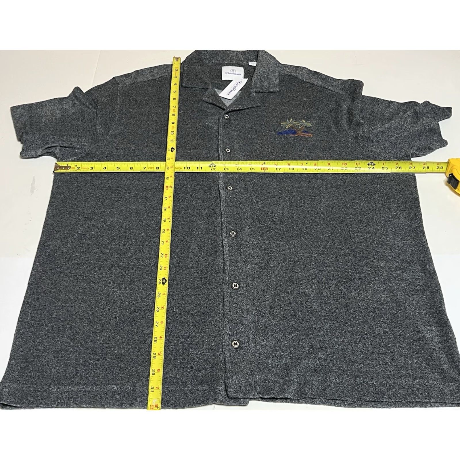 Roundtree & Yorke Roundtree & Yorke Caribbean Short-Sleeve Mens XXL Gray Palm Tree Button Front NWT Size US XXL / EU 58 / 5 - 4 Thumbnail
