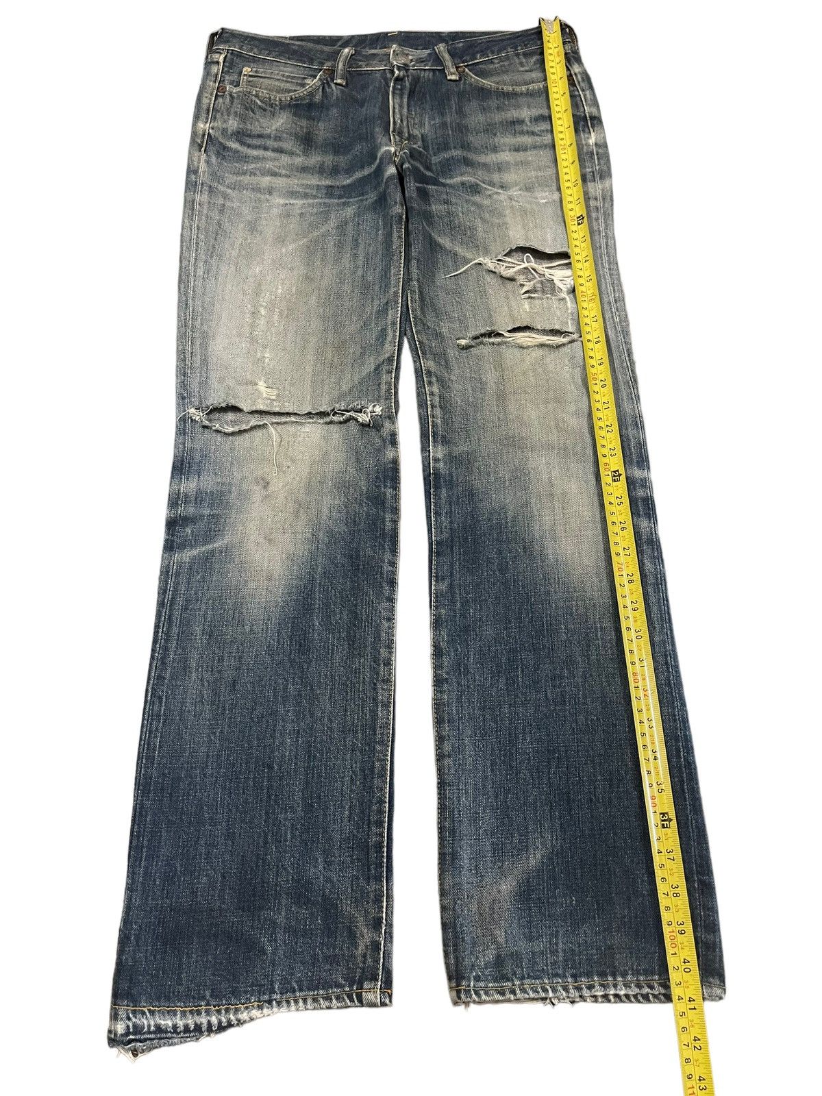 45rpm Vintage Japanese 45rpm Studio Blue Wash Distress Loose Jeans Size US 32 / EU 48 - 10 Thumbnail