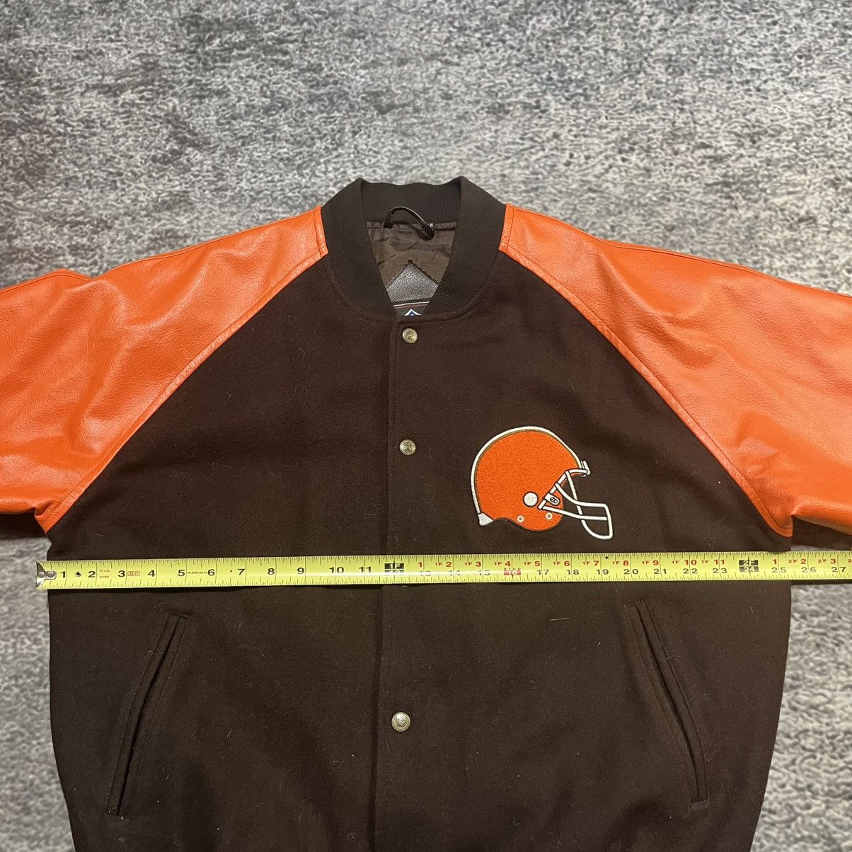NFL VINTAGE 90s CLEVELAND BROWNS GAME DAY NFL LEATHER JACKET Size US M / EU 48-50 / 2 - 10 Thumbnail