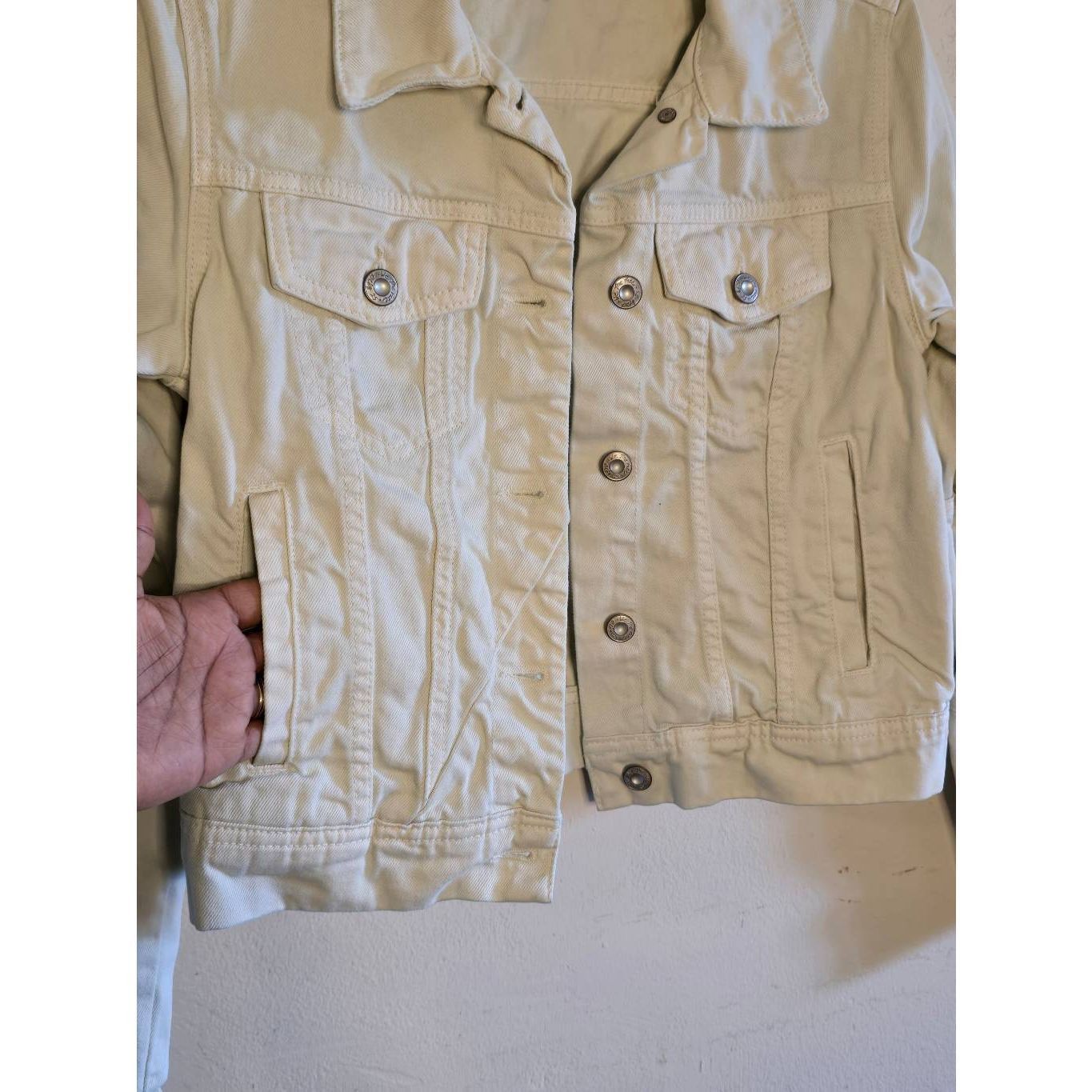 Free People Free People We The Free Denim Jacket XS Beige Off-White Butt Size XS / US 0-2 / IT 36-38 - 6 Thumbnail