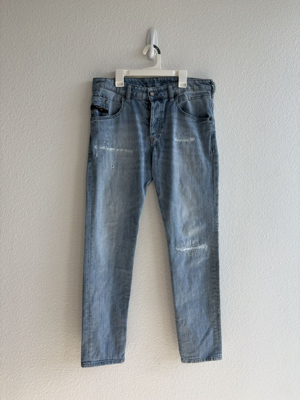 Designer × Diesel Blue Diesel Distressed Tapered Jeans Size US 33 - 1 Thumbnail
