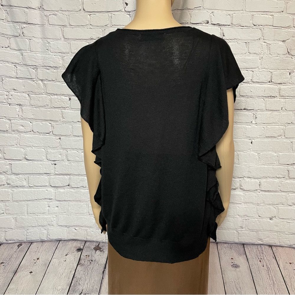 Zara Zara Knit Black Ruffle Sleeveless Top Size L Size L / US 10 / IT 46 - 4 Thumbnail